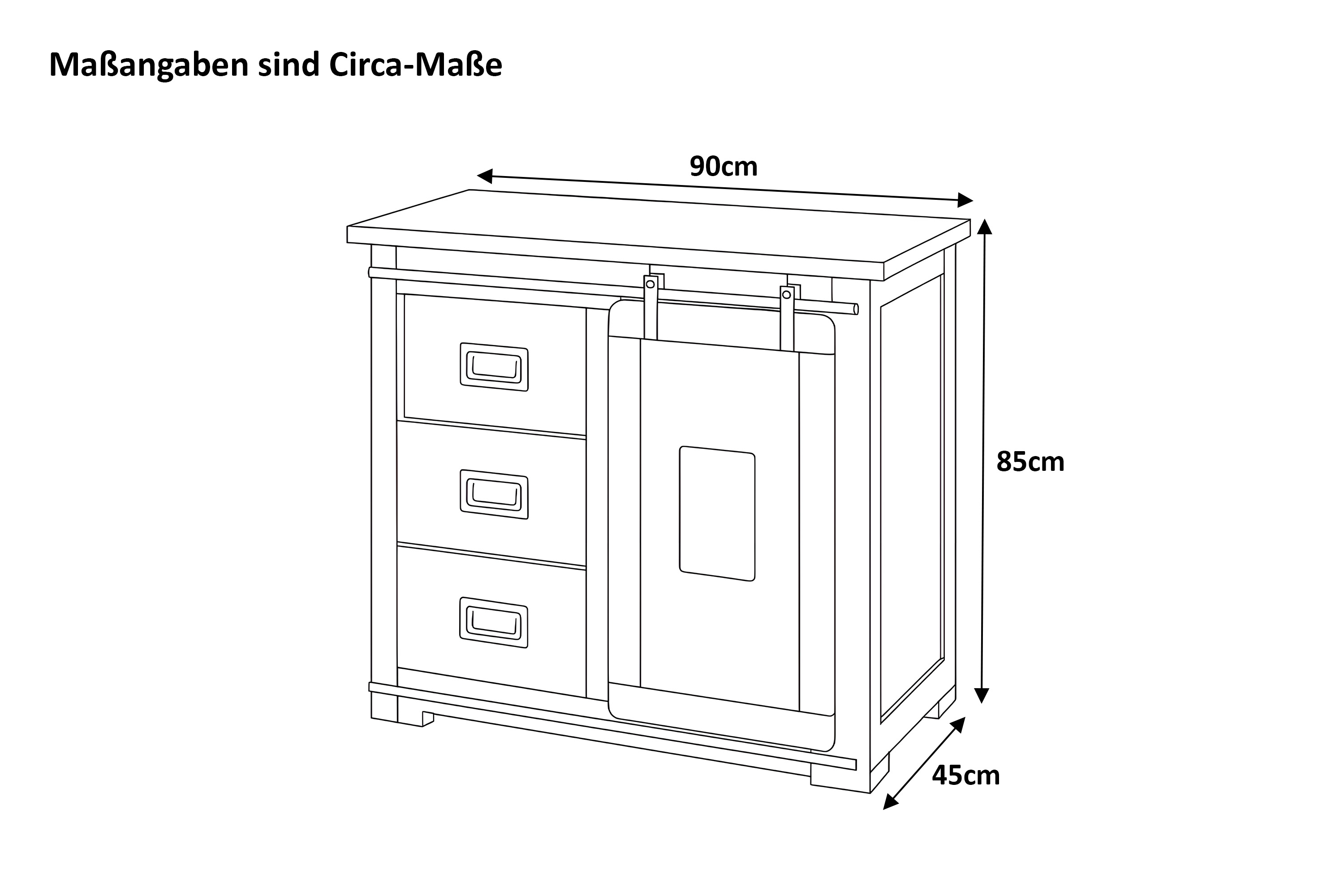 Sideboard Kommode Akazie massiv 90 x 45 x 85 cm eiche LIBRO