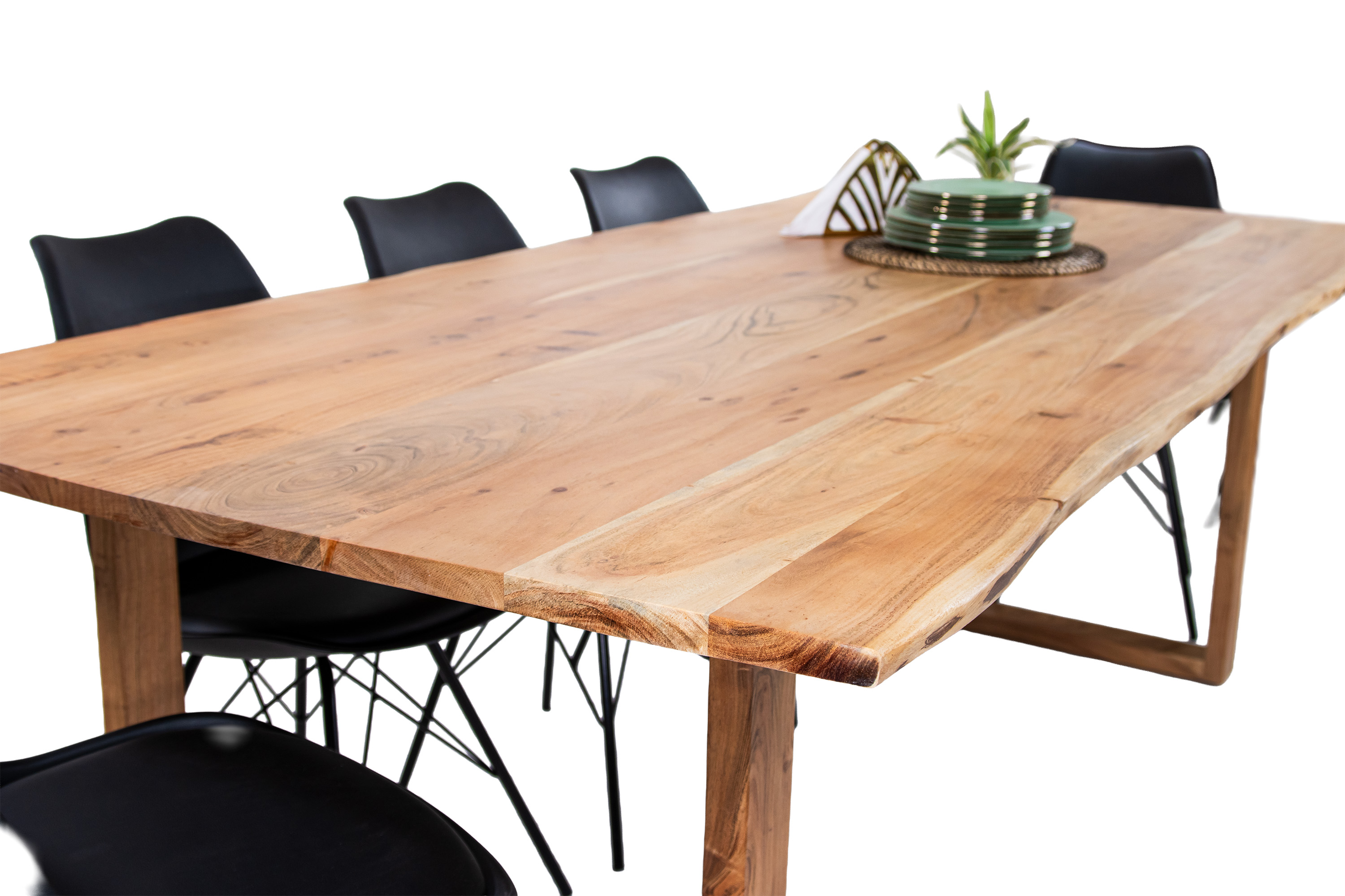 Esstisch Baumkante massiv Akazie natur 260 x 100 cm U-Gestell Holz natur GRAZ