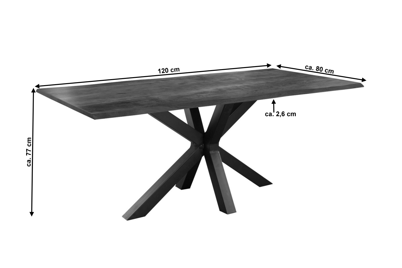 Esstisch Baumkante massiv Akazie nussbaum 120 x 80 schwarz FELINA Esstisch Baumkante massiv Akazie nussbaum 120 x 80 schwarz FELINA