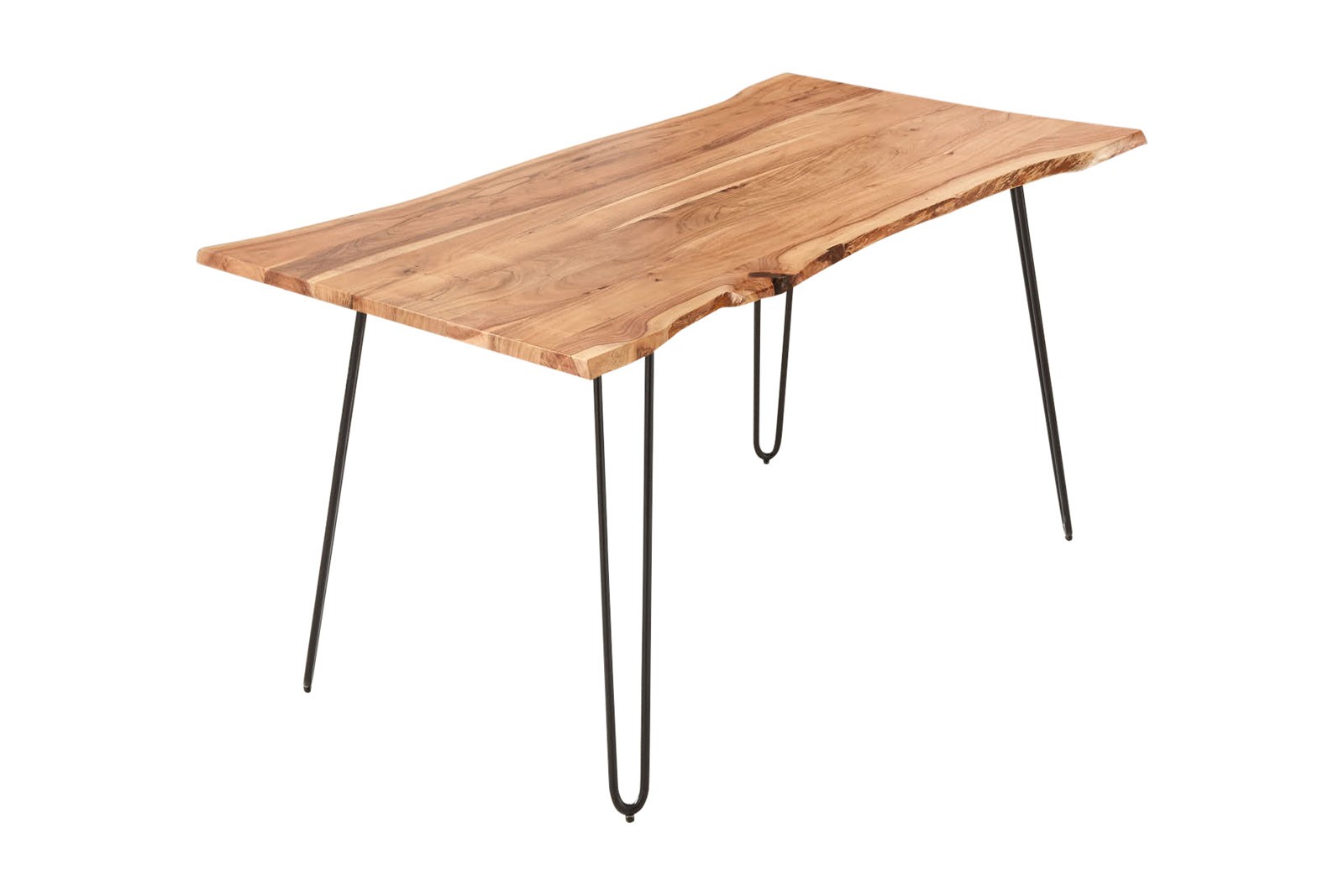  Esstisch Baumkante massiv Akazie natur 140 Hairpin-Gestell schwarz HANNAH