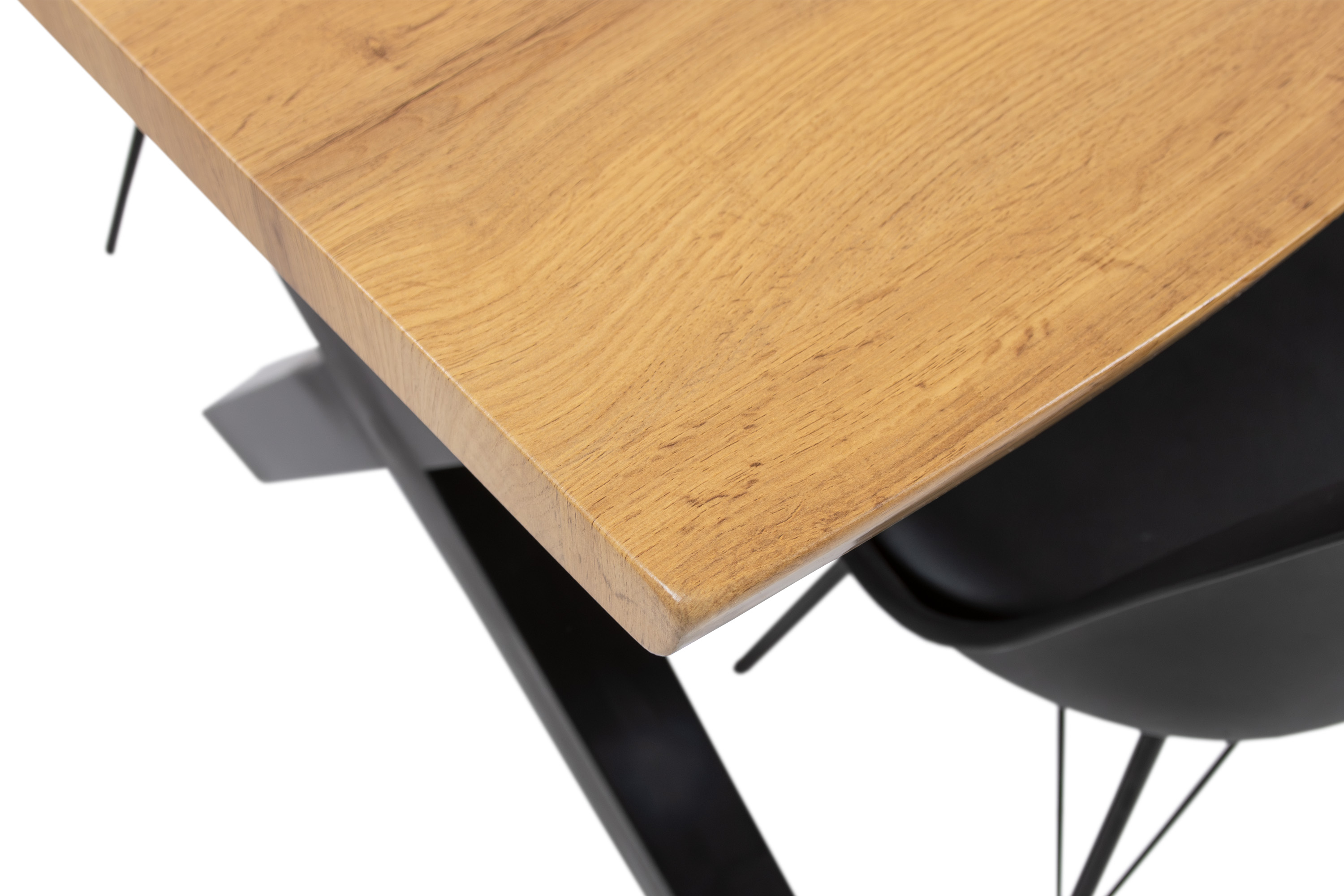 Esstisch Baumkante Holz-Optik Wildeiche 120 x 80 X-Gestell schwarz JOSY