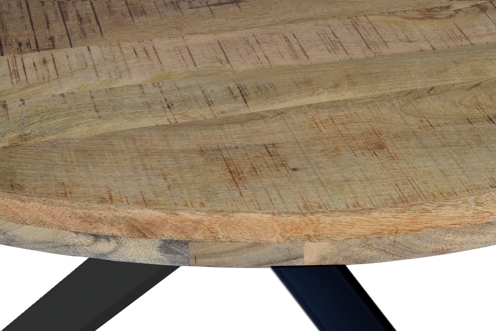 Esszimmertisch rund 130 cm Mangoholz Natur Schwarz RUNIS