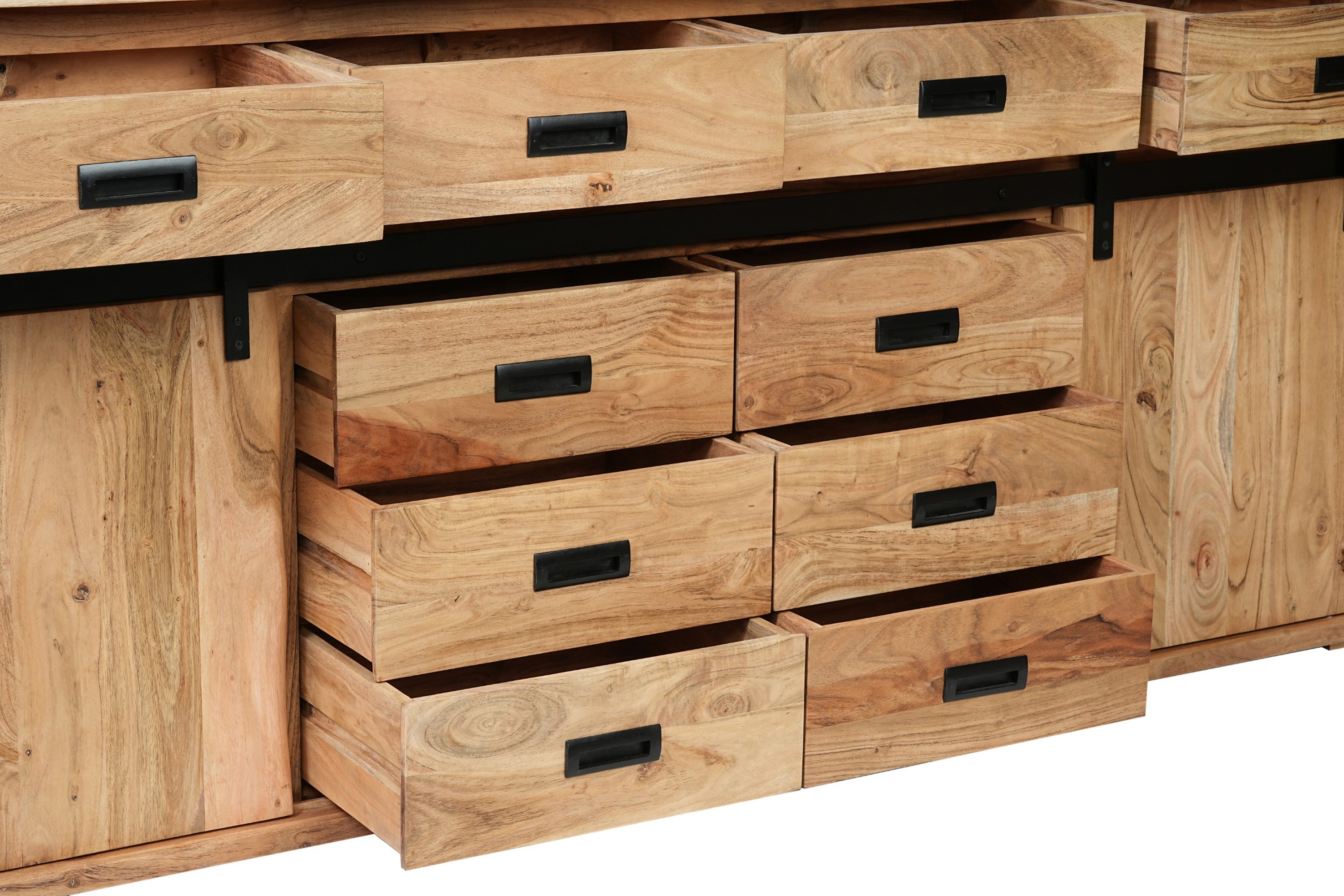 Sideboard Baumkante 200 x 45 x 90 cm Akazienholz massiv naturfarben LIAN IV