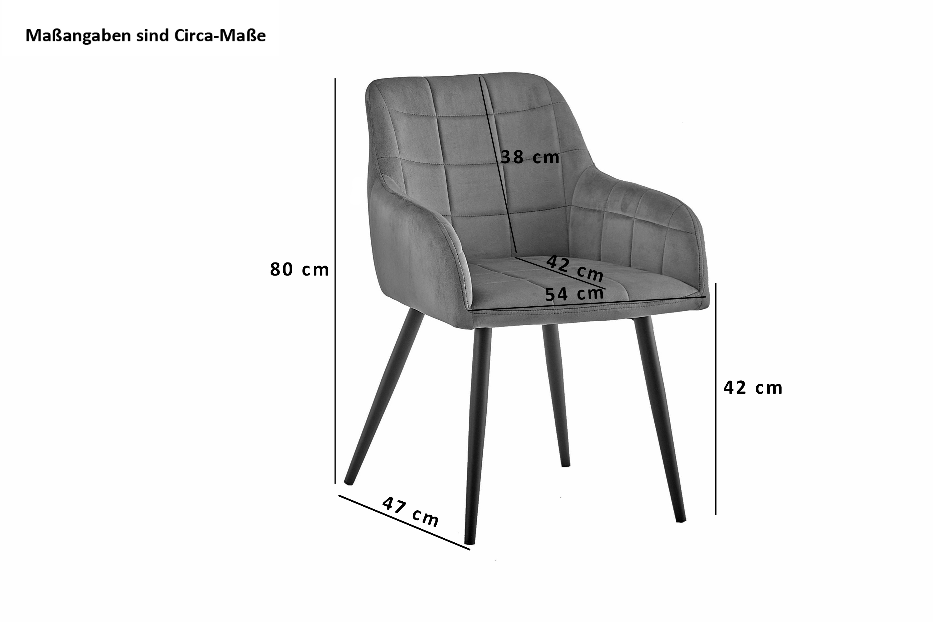  Esszimmer Armlehnstuhl Samt taupe schwarz Metallbeine LARS
