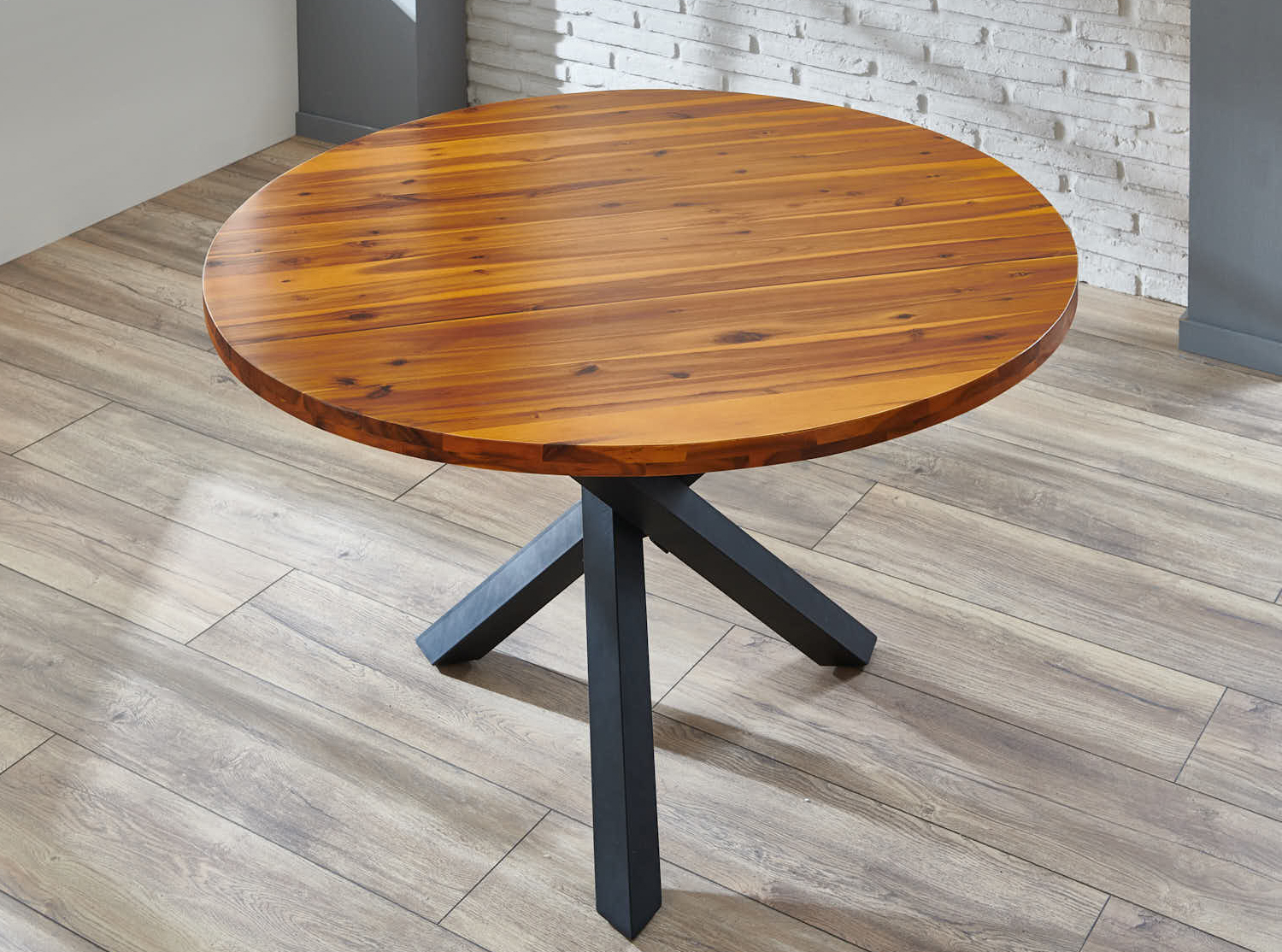  Esszimmertisch rund 120 cm cognacfarben Akazienholz ISABELLA