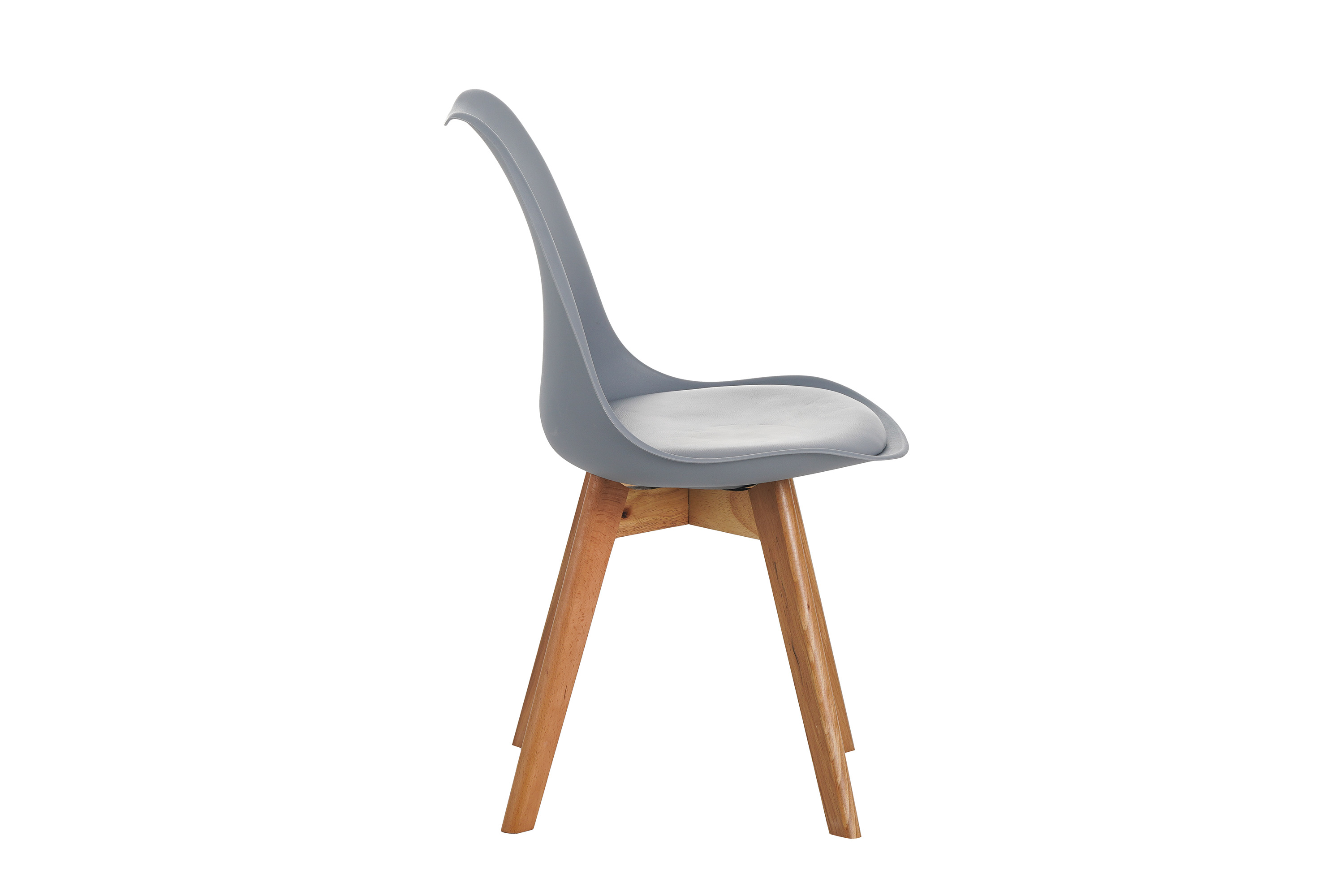 Esszimmer Schalenstuhl & Polster Kunstleder grau Stuhlbein Massivholz eichefarben LOVELACE