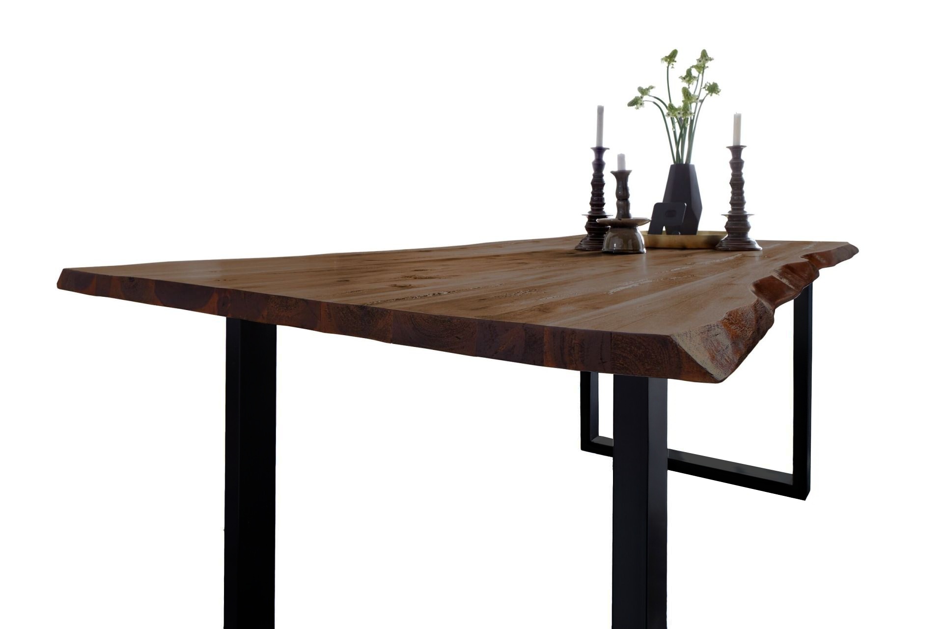 Esstisch Baumkante Massiv Akazie nussbaum 280 x 100 schwarz NIAH
