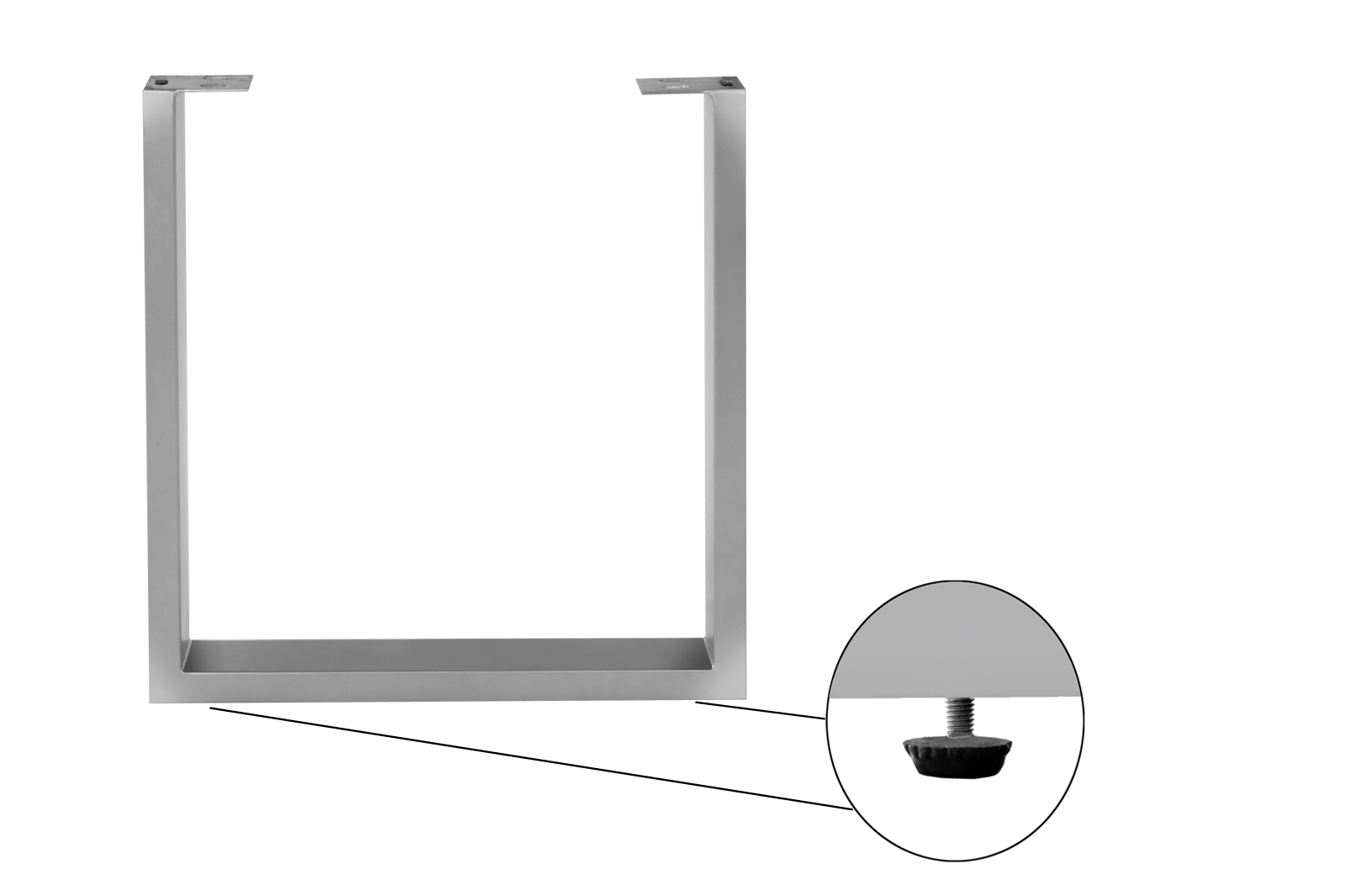 Tischgestell 2er Set Roheisen lackiert & zerlegt 70x10x74 cm silber U-Gestell