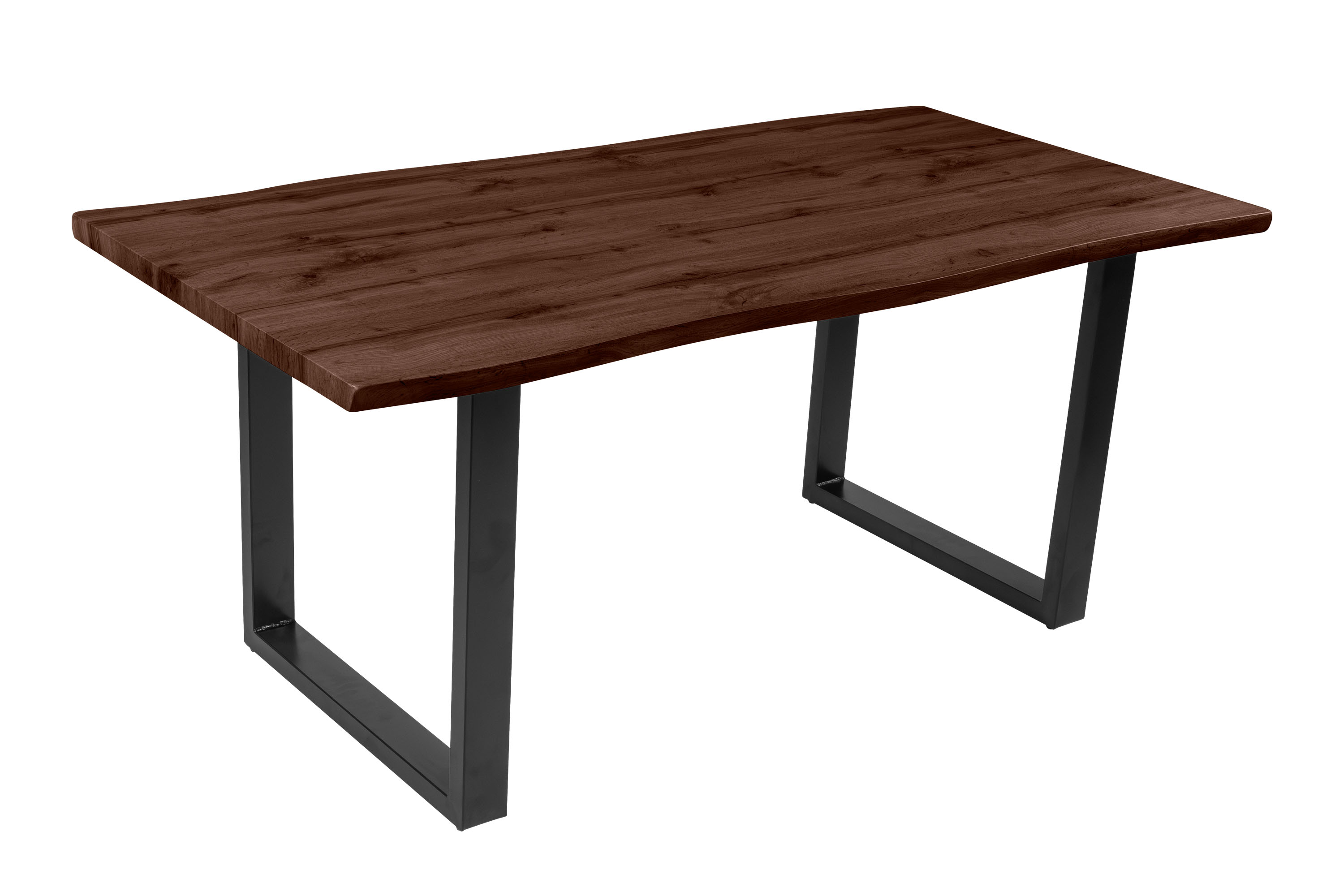 Esstisch Baumkante Holz-Optik Nussbaum 180 x 90 U-Gestell schwarz JOSY