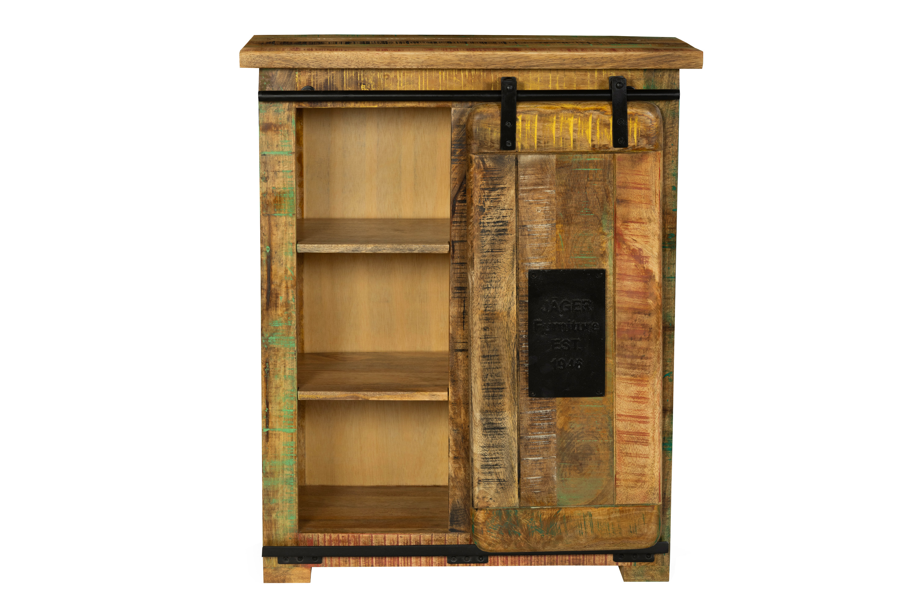 Sideboard Kommode mit Holzrolltür Mango massiv vielfarbig 75 x 90 x 36 cm LIBRO