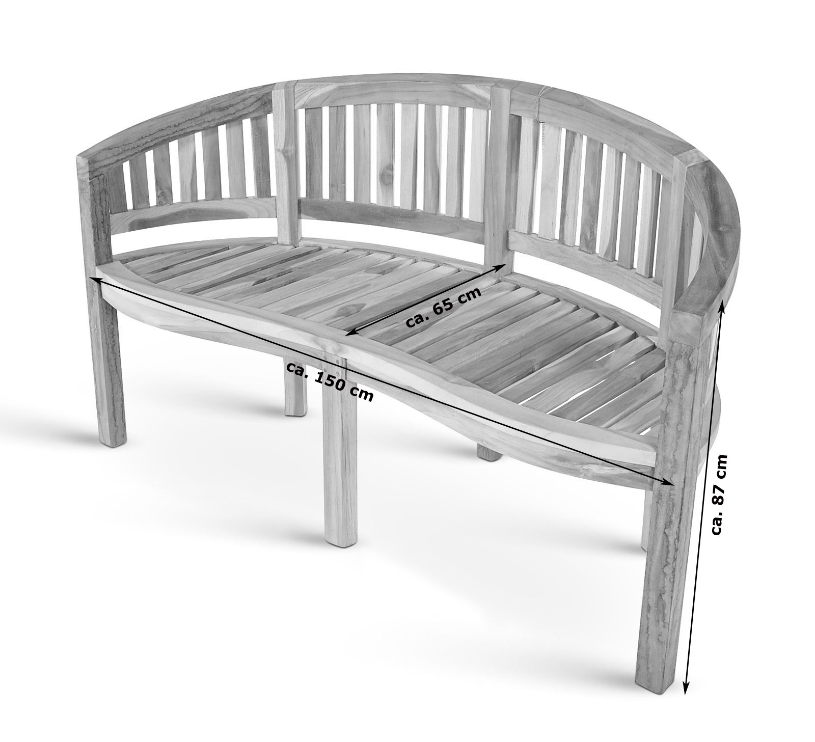 Gartenbank Bananenbank Teak 150 cm 3 Sitzer Bananenbank BANANA