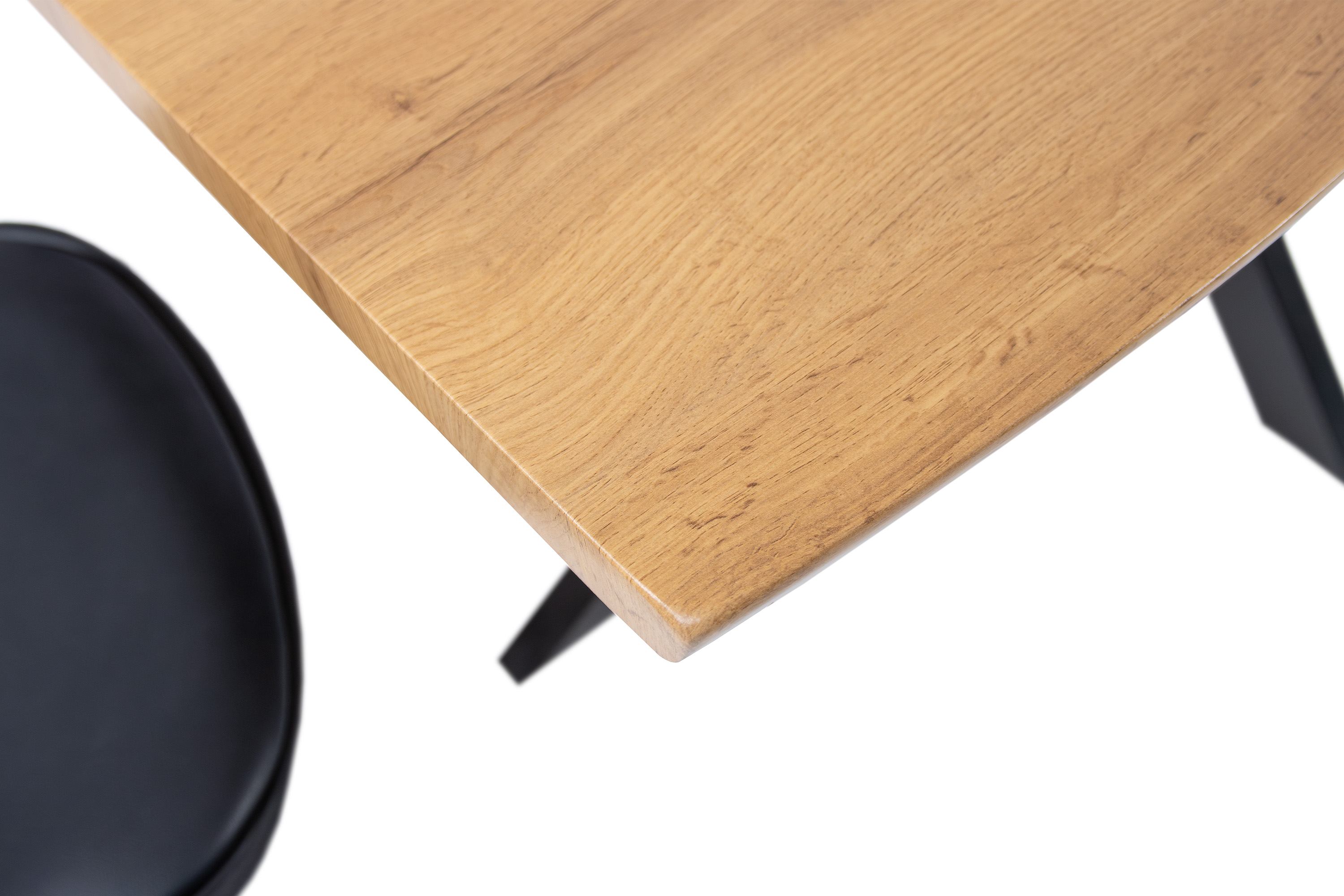 Esstisch Baumkante Holz-Optik Wildeiche 120 x 80 Spider-Gestell schwarz JOSY