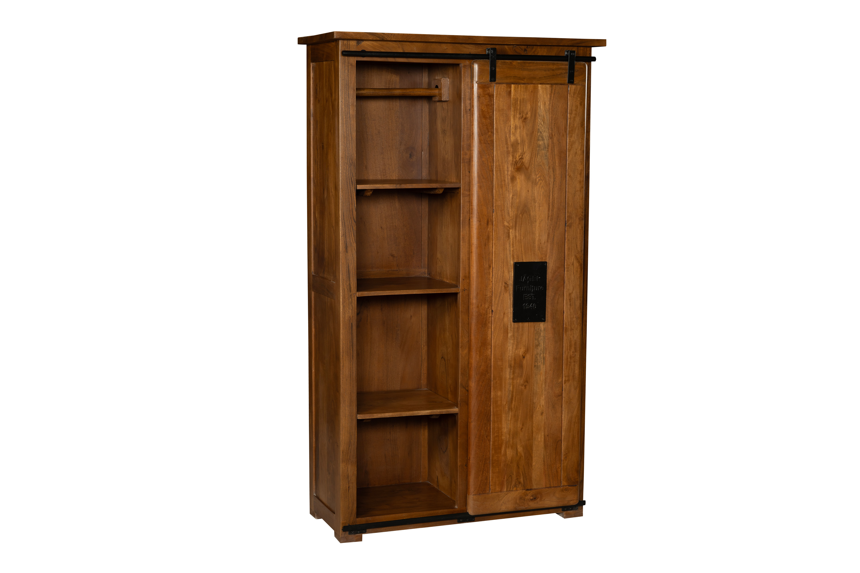 Kleiderschrank 175 x 100 x 45 cm Akazienholz massiv nussbaumfarben LIBRO