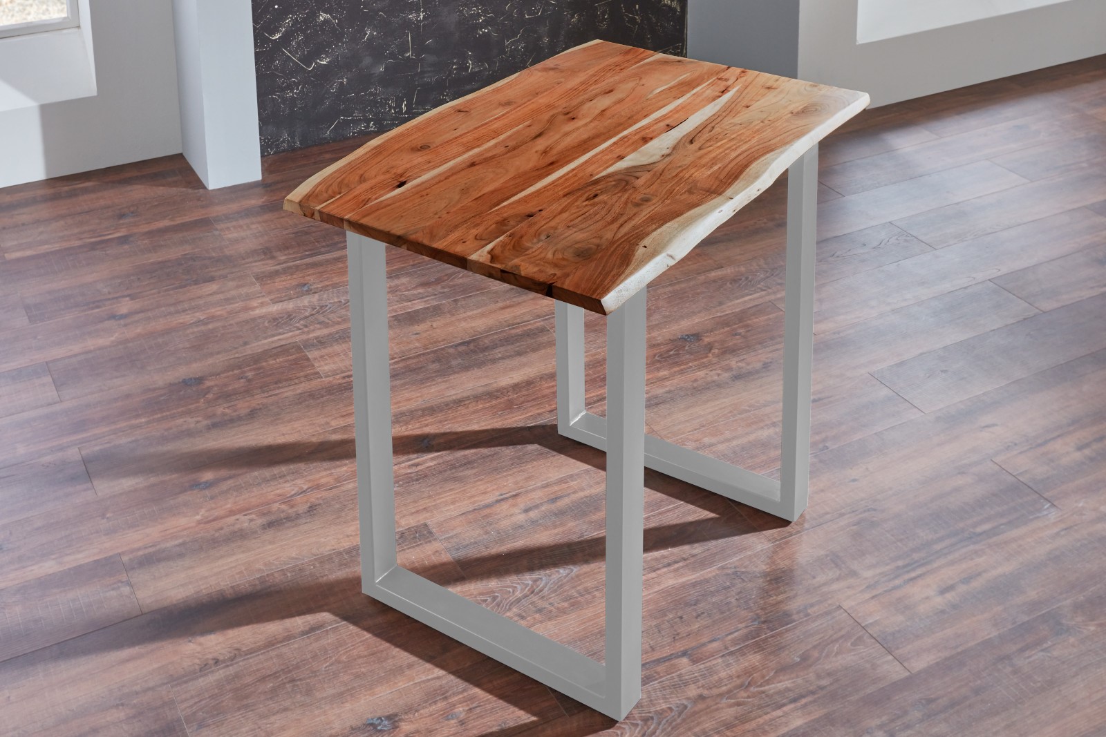  Bartisch Baumkante massiv Akazie nussbaum 120 x 80 silber Quebec