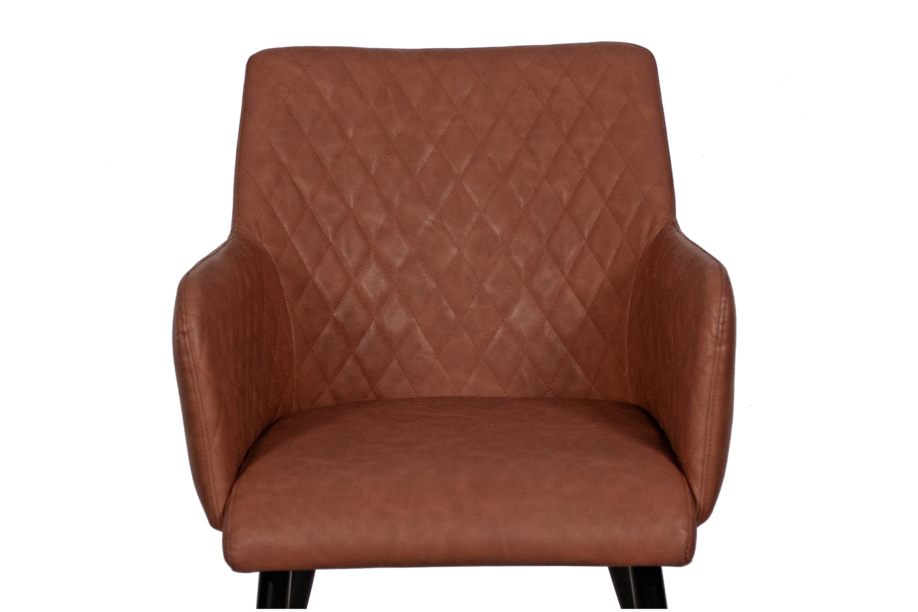 Esszimmerstuhl Armlehnstuhl Cognac schwarze Metallbeine ROSE