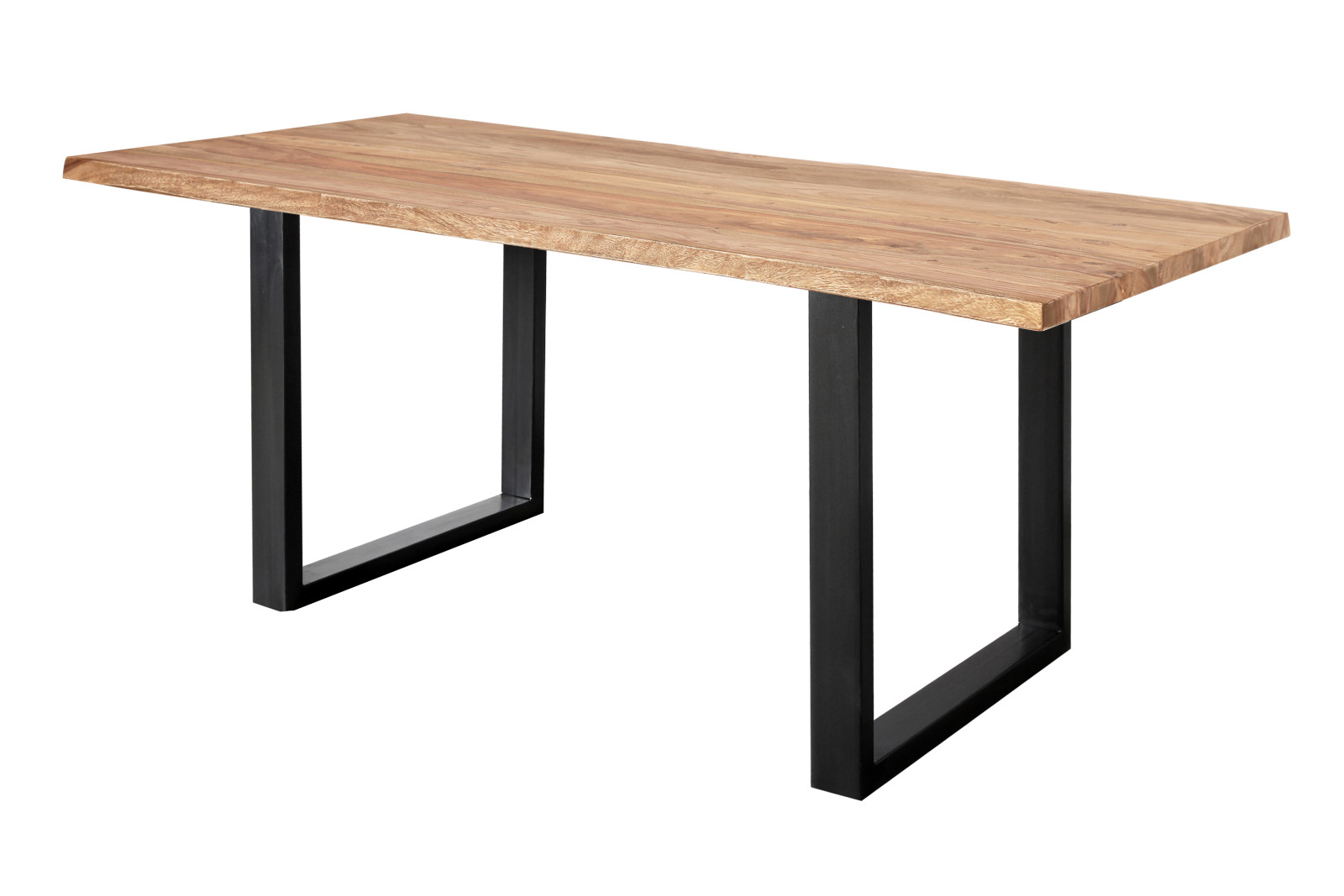 Baumkante Esstisch Sheesham naturbelassen 240x100 U-Gestell schwarz Lotti