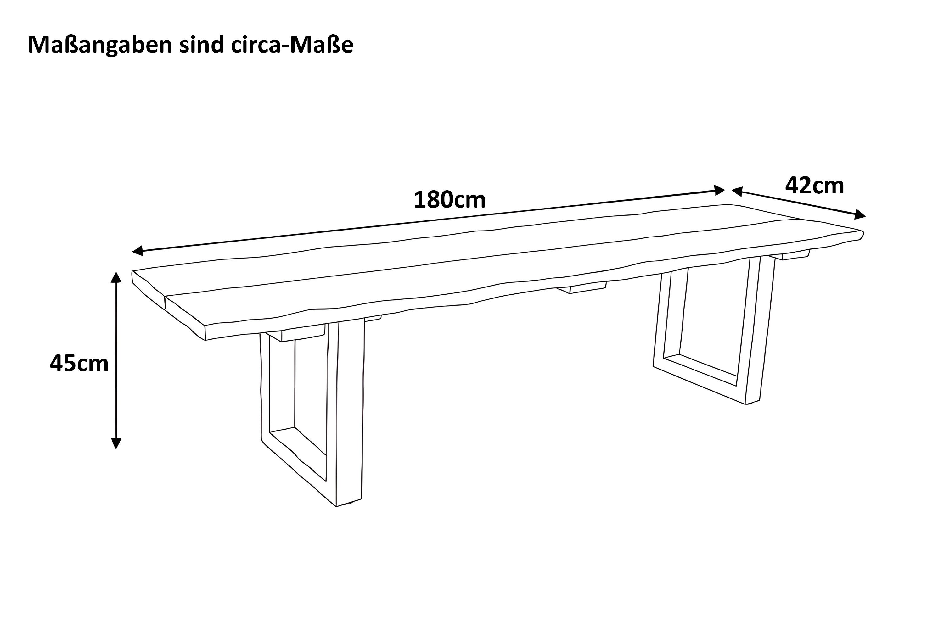 Gartenbank Outdoor Teakholz massiv 180 x 42 U-Gestell schwarz QUITO