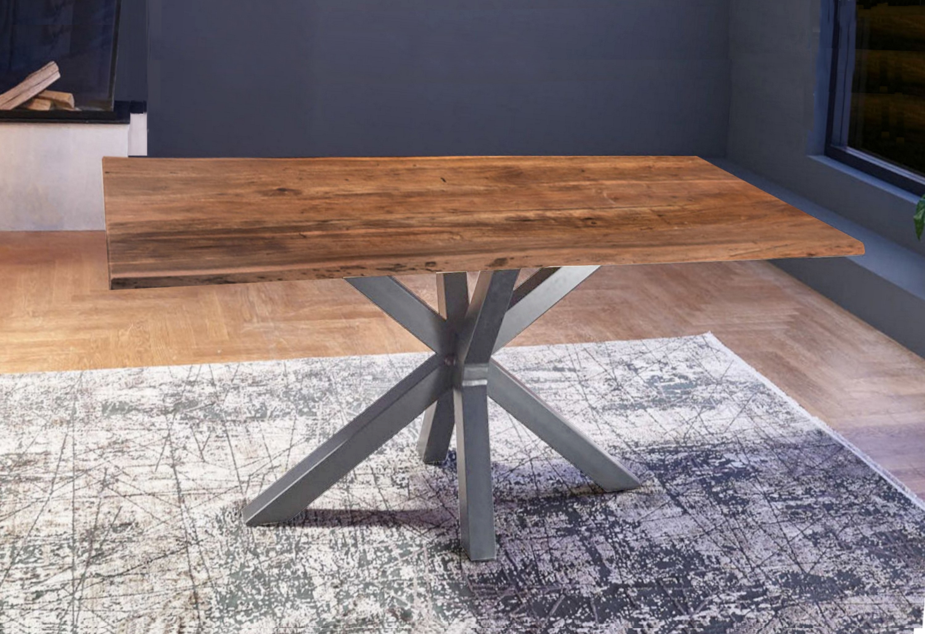 Esstisch Baumkante massiv Akazie nussbaum 280 x 100 silber FELINA Esstisch Baumkante massiv Akazie nussbaum 280 x 100 silber FELINA