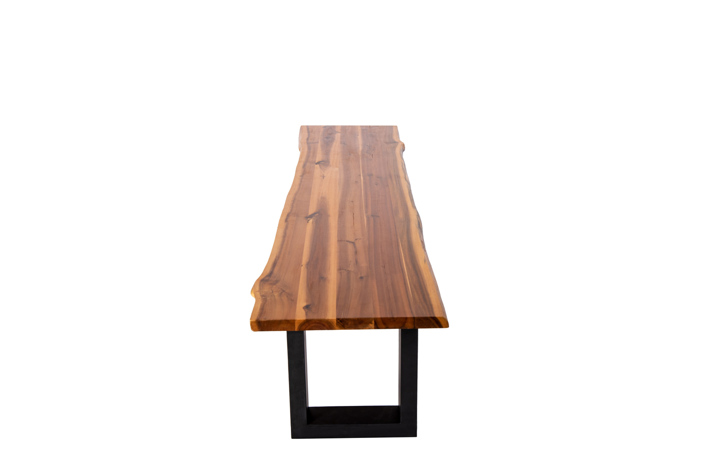 Outdoor-Baumkantenbank 180 x 40 cm Akazie mit U-Gestell Schwarz AVILA
