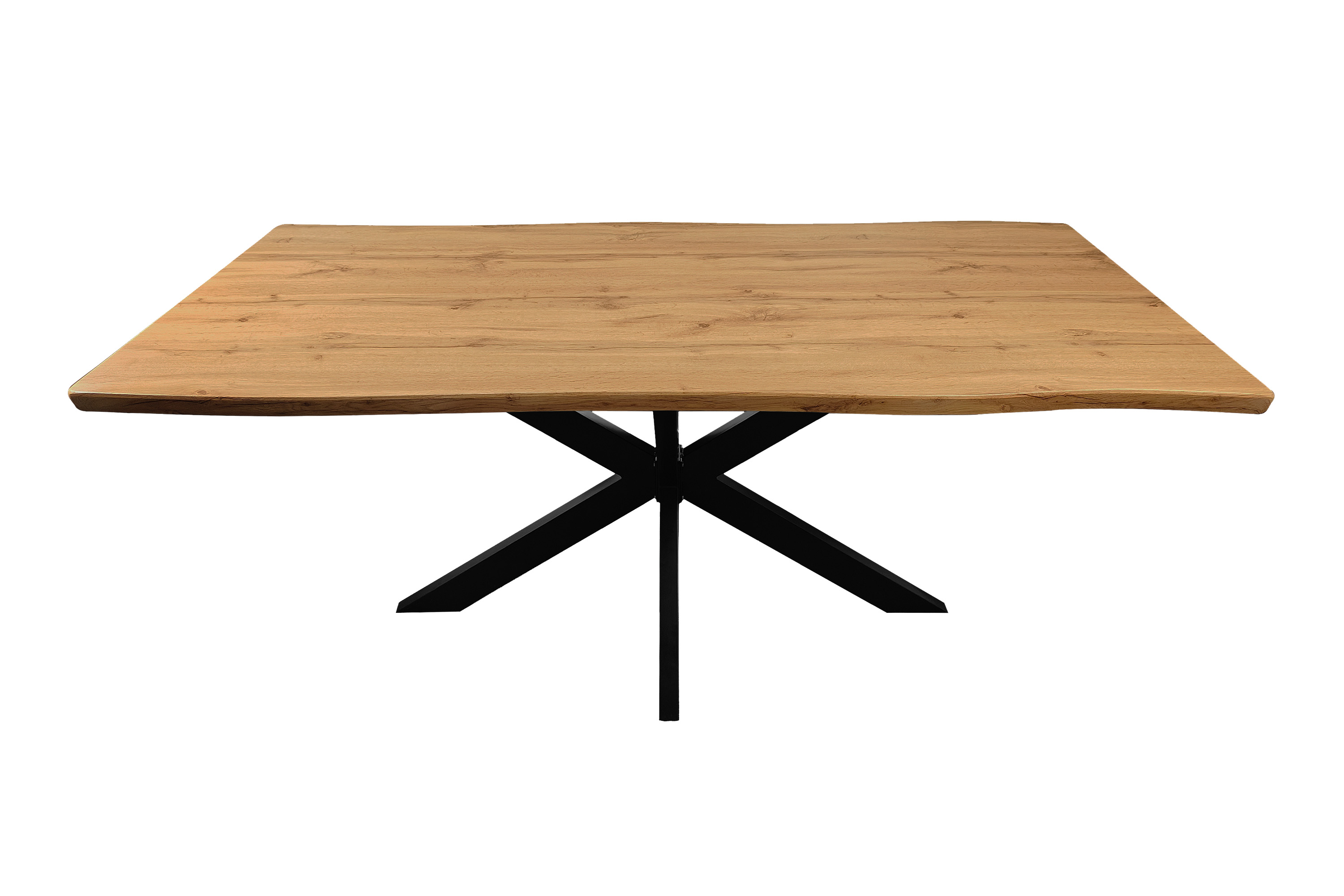 Esstisch Baumkante Holz Nussbaum-Optik 180 x 90 Spider-Gestell schwarz JOSY