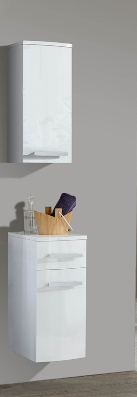 3tlg Badezimmer Set Hochglanz weiß 80cm GENF
