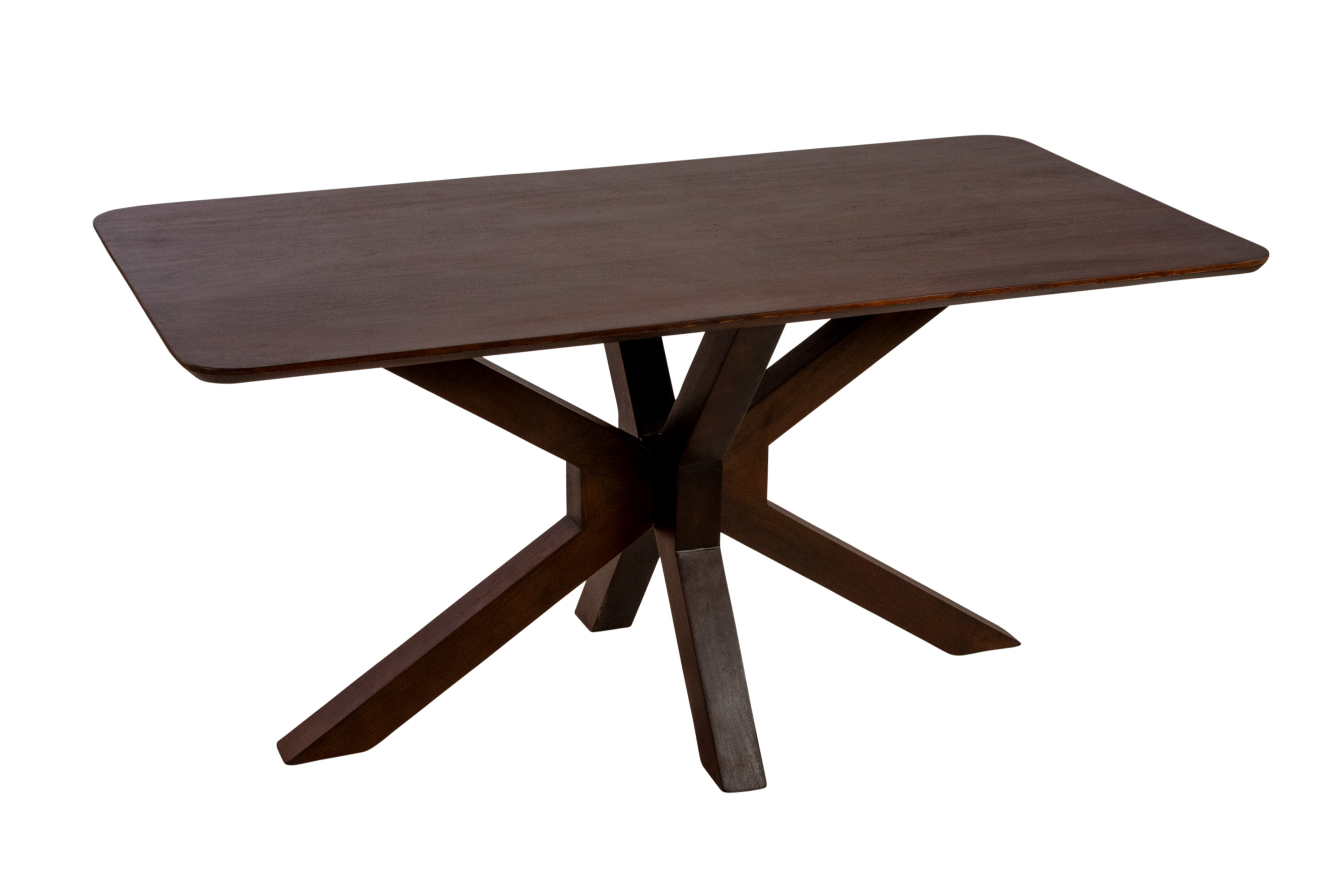Esstisch 140 x 80 cm Akazie massiv kastanienfarben Schweizer Kante Spider-Gestell Holz kastanie ROBERTO