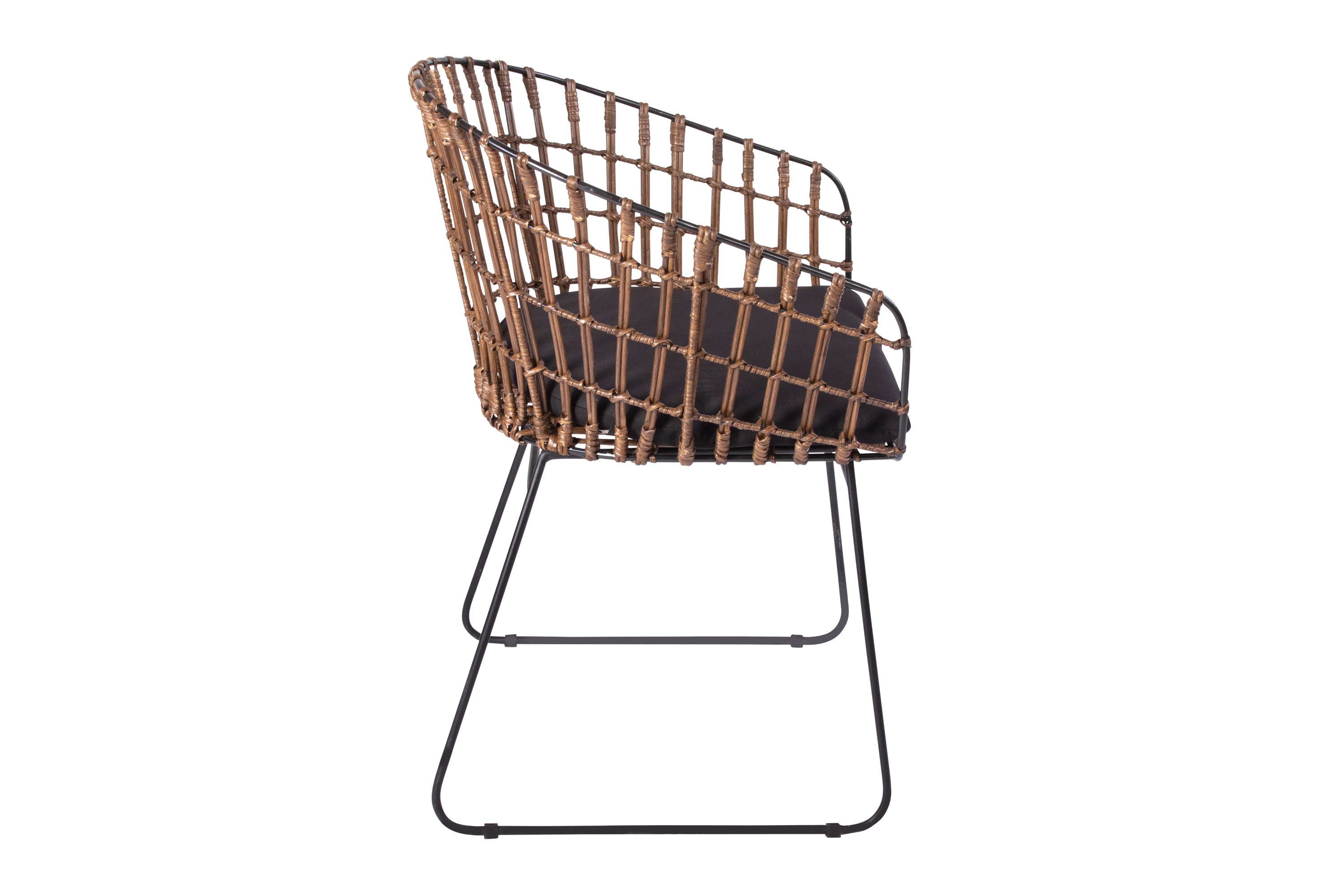 Esszimmerstuhl Armlehnenstuhl Rattan Farbe braun inkl. Kissen LIMA