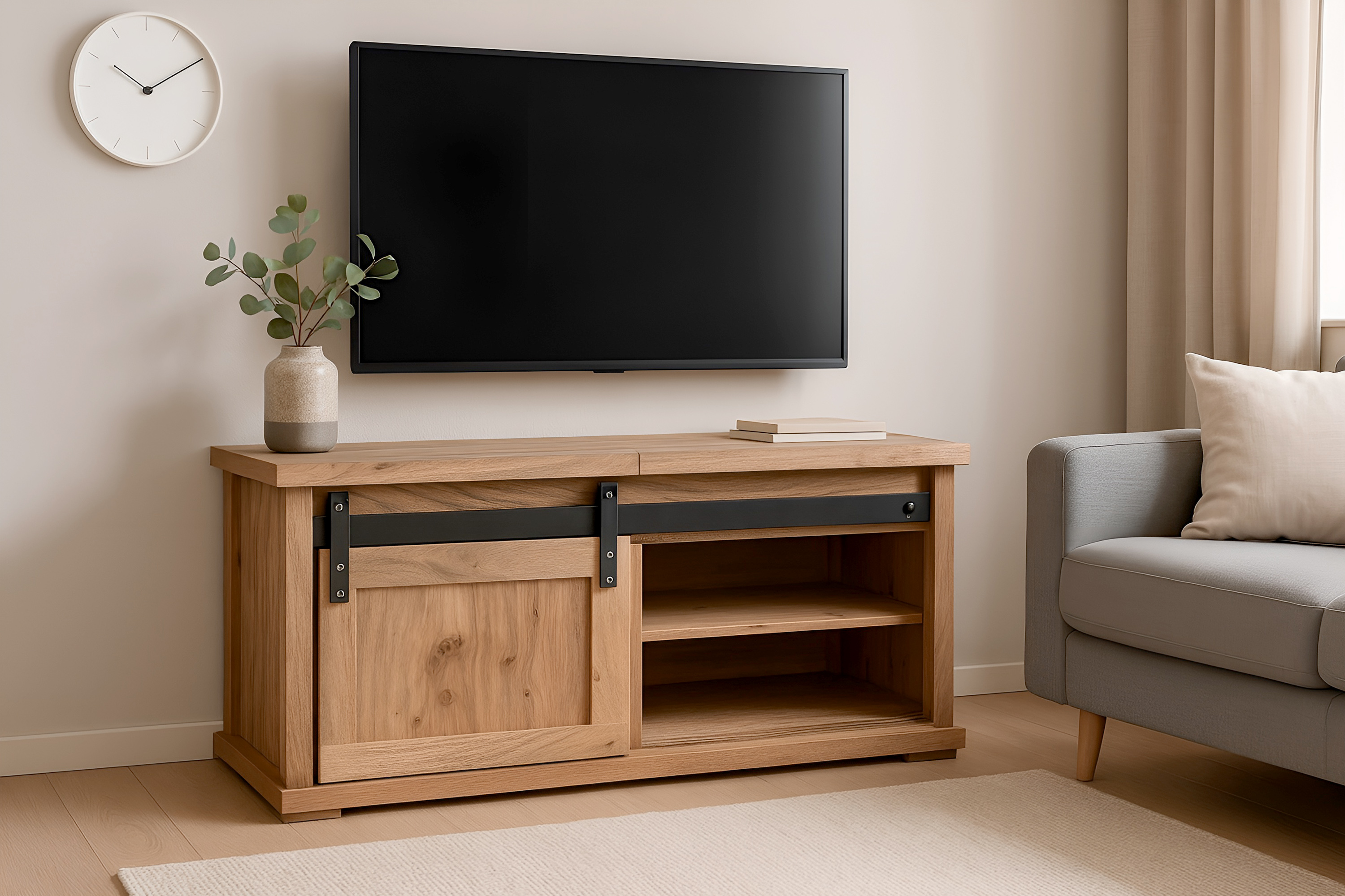 Truhen-Couchtisch 76 x 51 x 45 cm Akazienholz massiv naturfarben ohne Baumkante LIAN 1