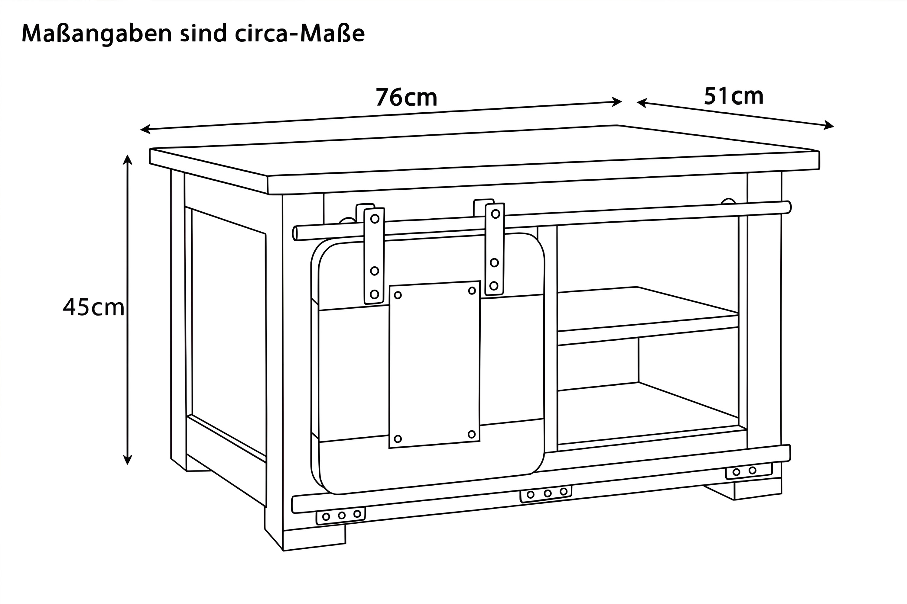 Lowboard TV-Board Truhenschrank Mango massiv vintage 75 x 47 x 50 cm LIBRO