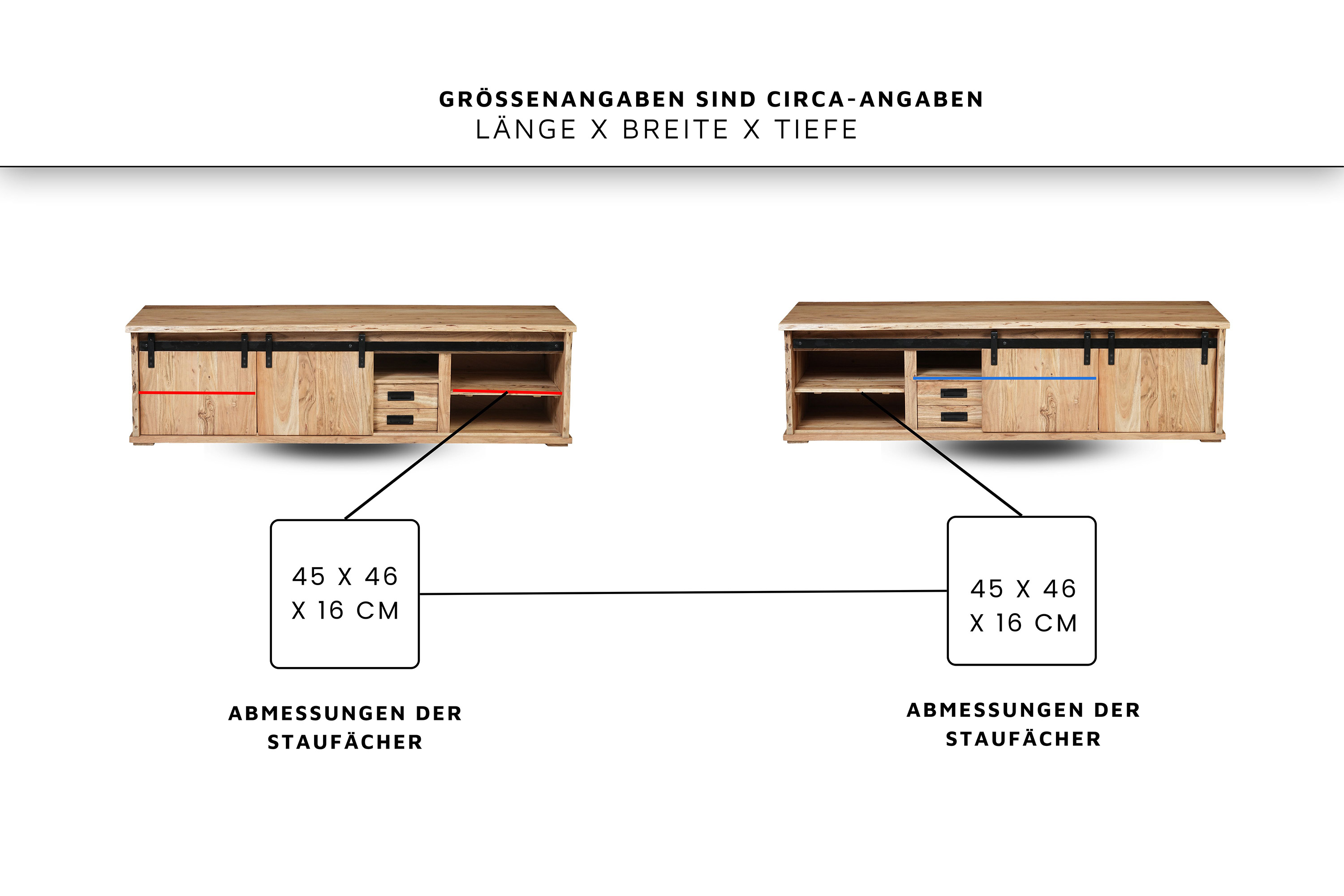 Lowboard Baumkante 180 x 55 x 50 cm Akazienholz massiv naturfarben LIAN I