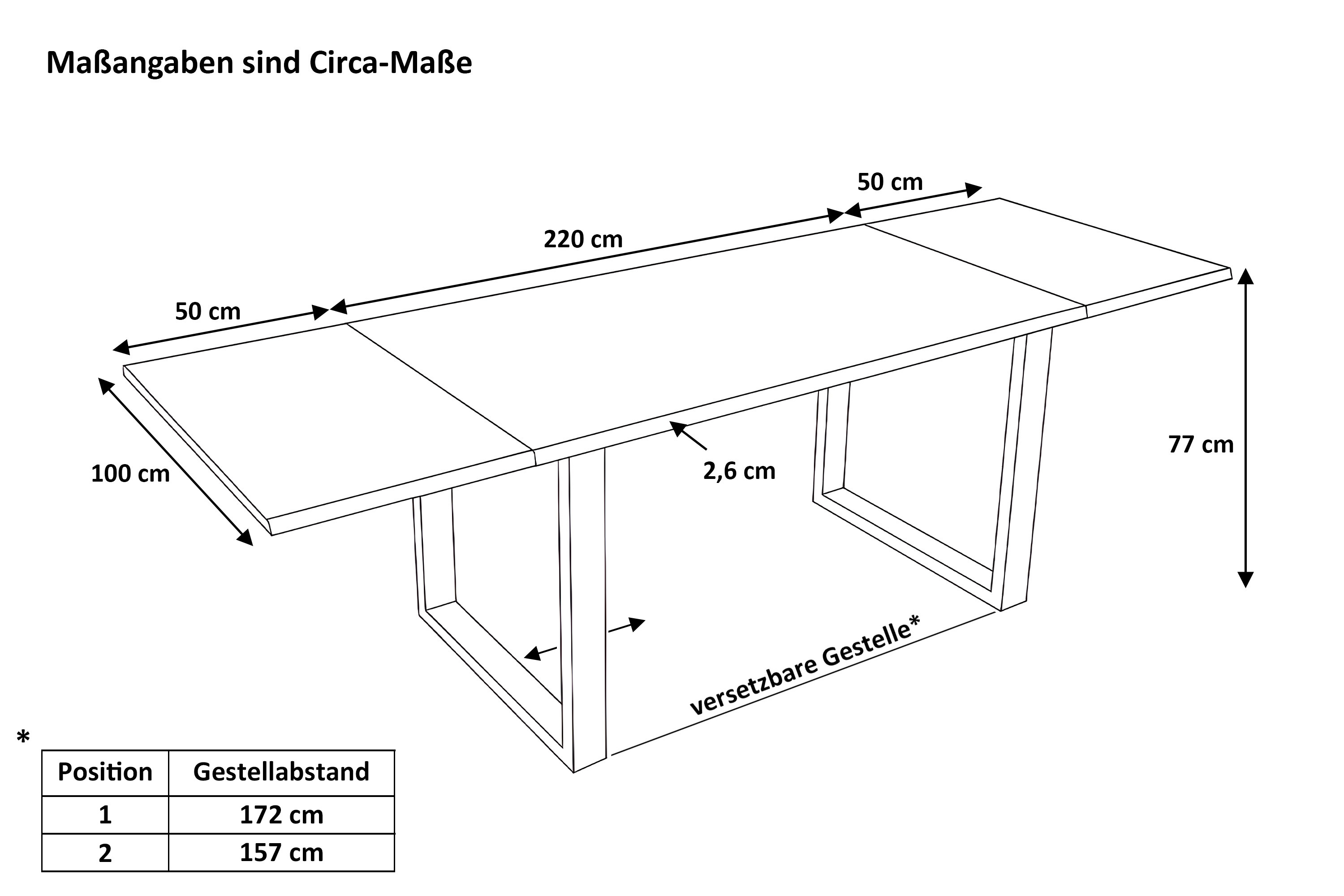 Esstisch Baumkante Akazie nuss 220(320)x100 Ansteckplatten U-Gestell schwarz AVINO