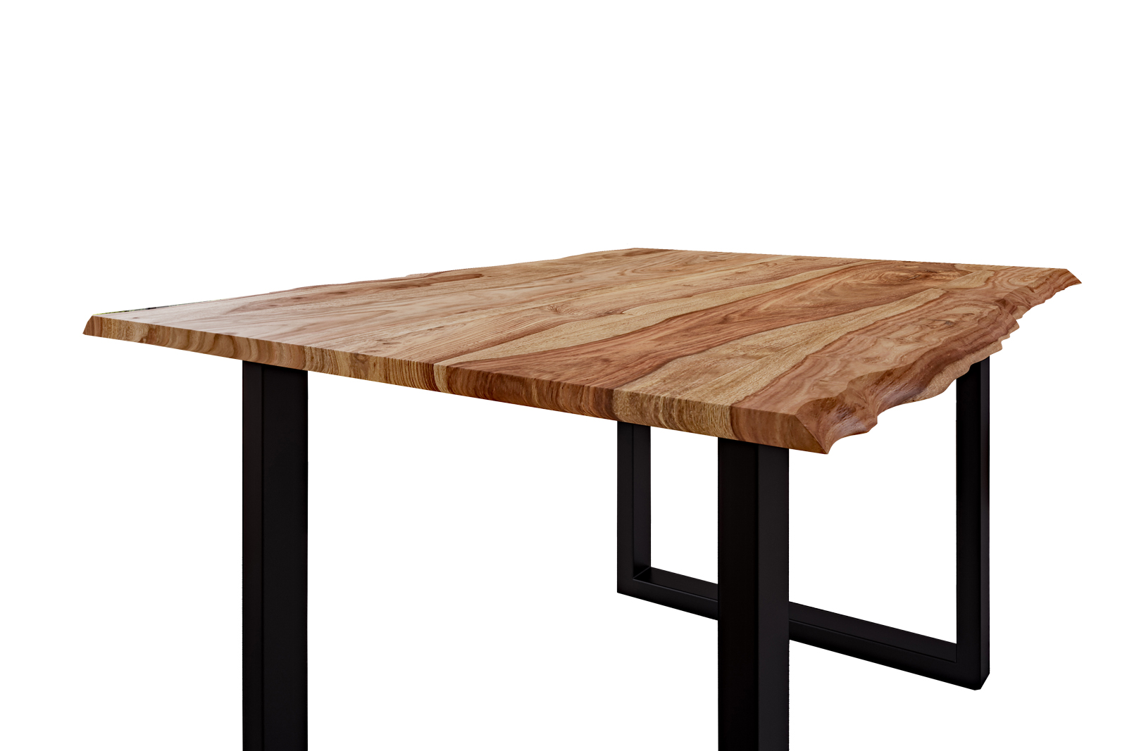 Baumkante Esstisch Sheesham naturbelassen 120x80 schwarz Mailand