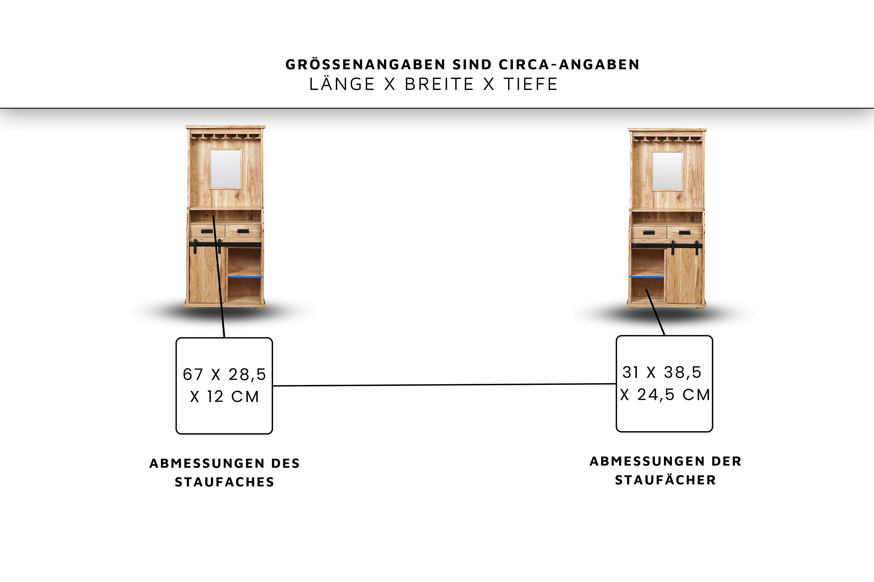 Weinschrank Baumkante 75 x 35 x 170 cm Akazienholz massiv naturfarben LIAN I