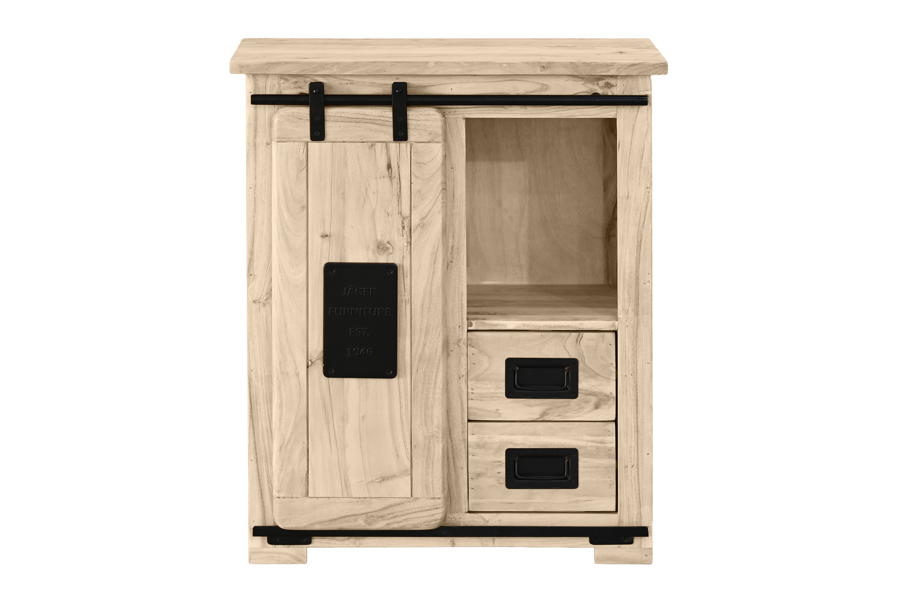 Sideboard Akazie massiv mit Holzrolltür eichefarben 75 x 36 x 90 cm LIBRO