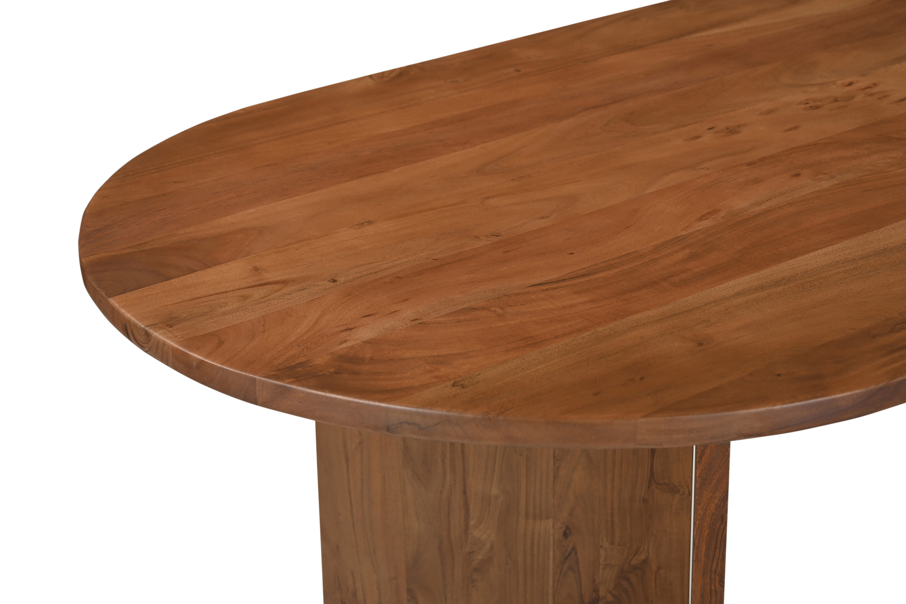 Esstisch 204 x 90 cm Akazienholz Nussbaum gerade Kante oval V-Gestell LAURIE