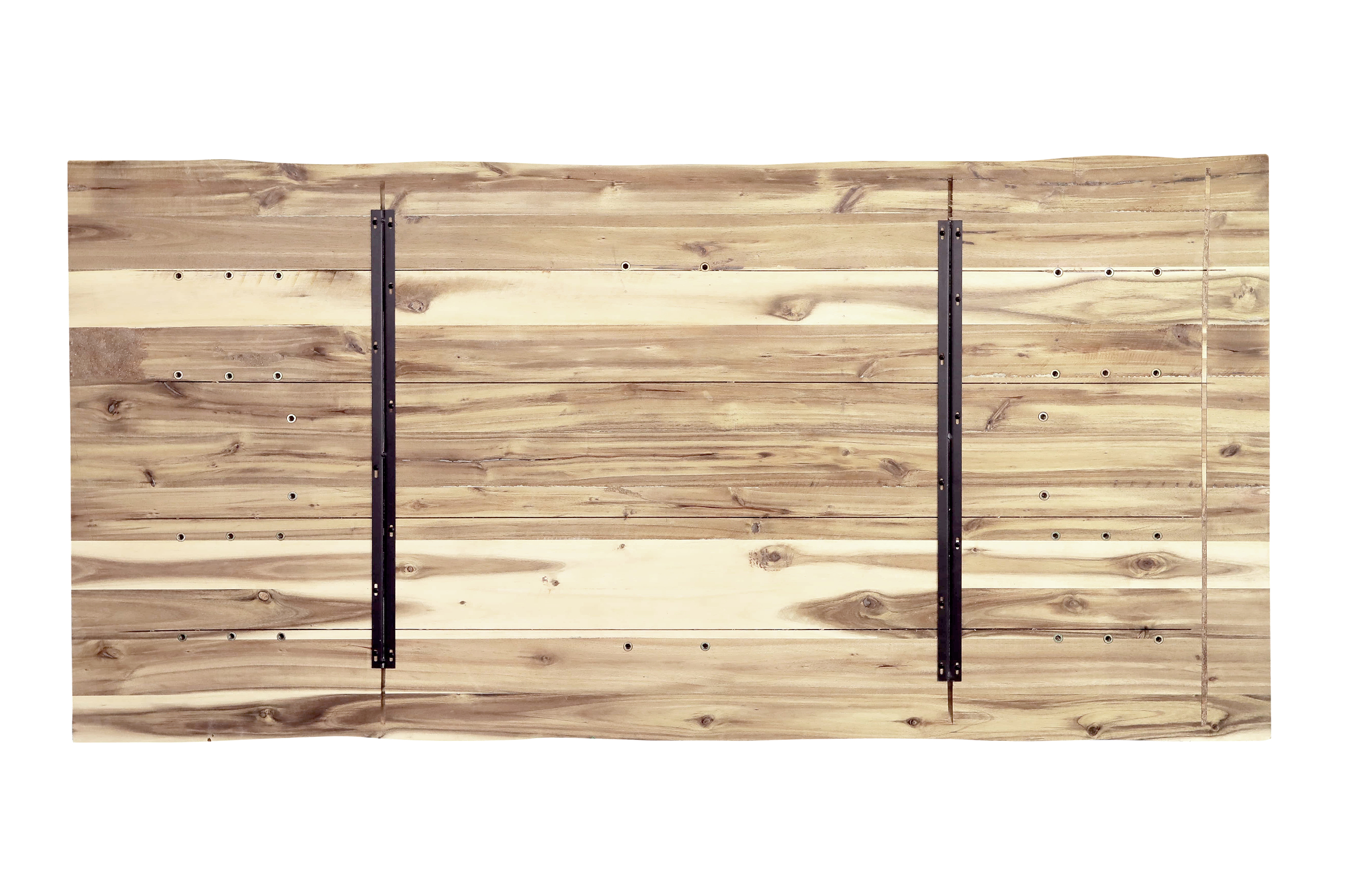 Esstisch Baumkante Akazie naturfarben 200 x 100 cm Spider-Gestell silber HARLEY