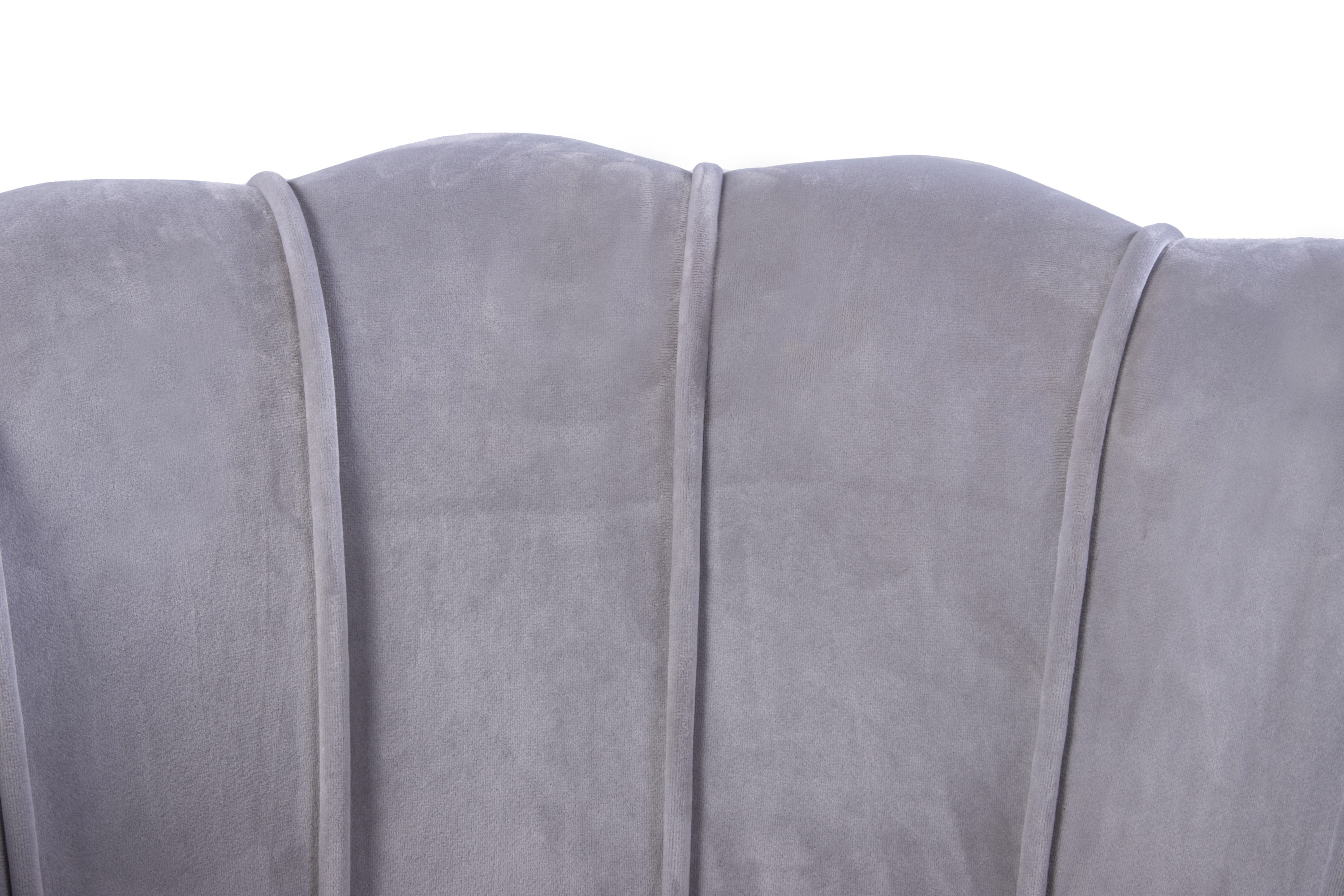  Armlehnsessel Polstersessel Samt Grau Retro-Look BIG CHAIR