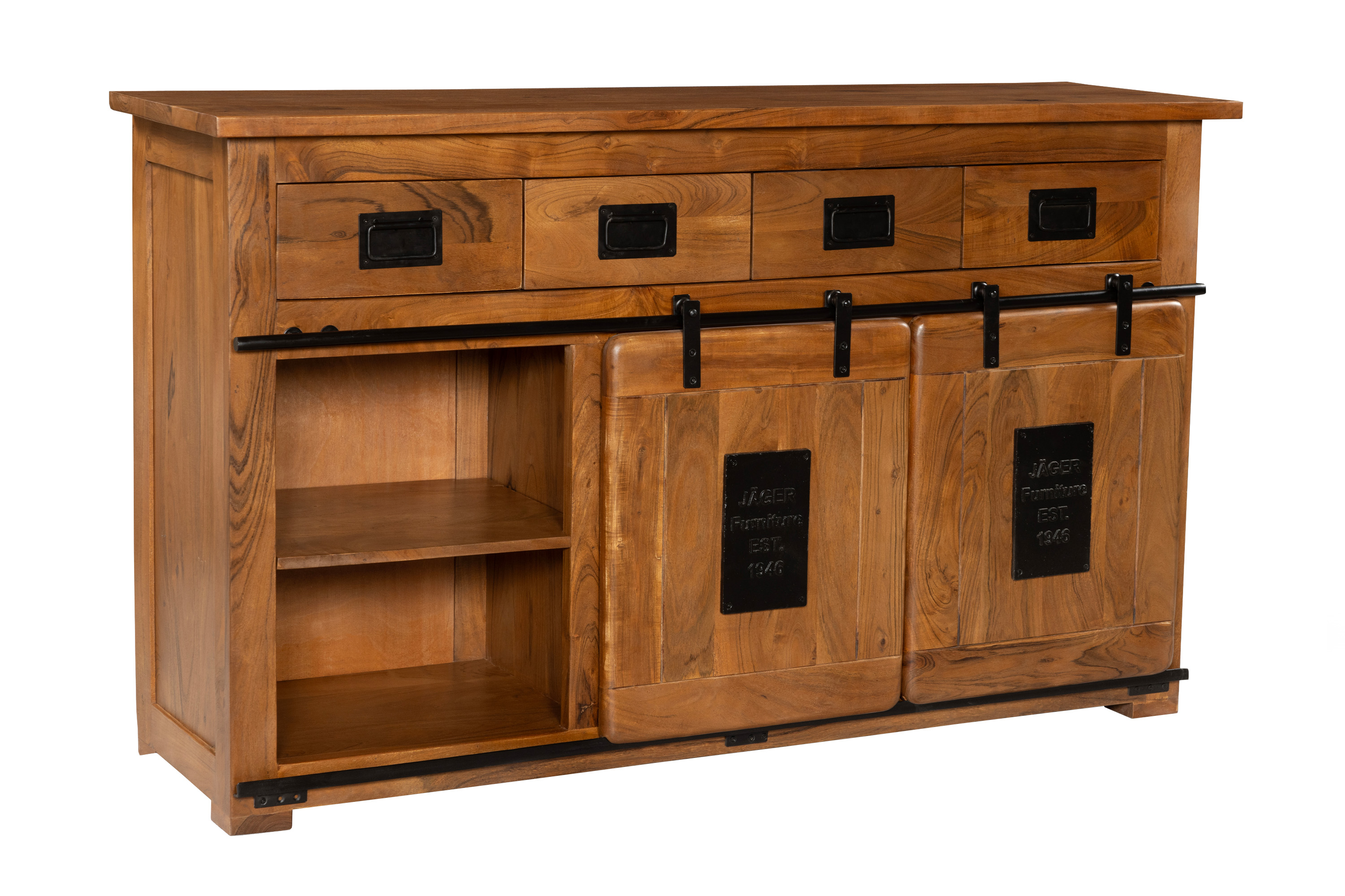 Sideboard Kommode Akazienholz massiv nussbaumfarben 150 x 90 x 45 cm LIBRO