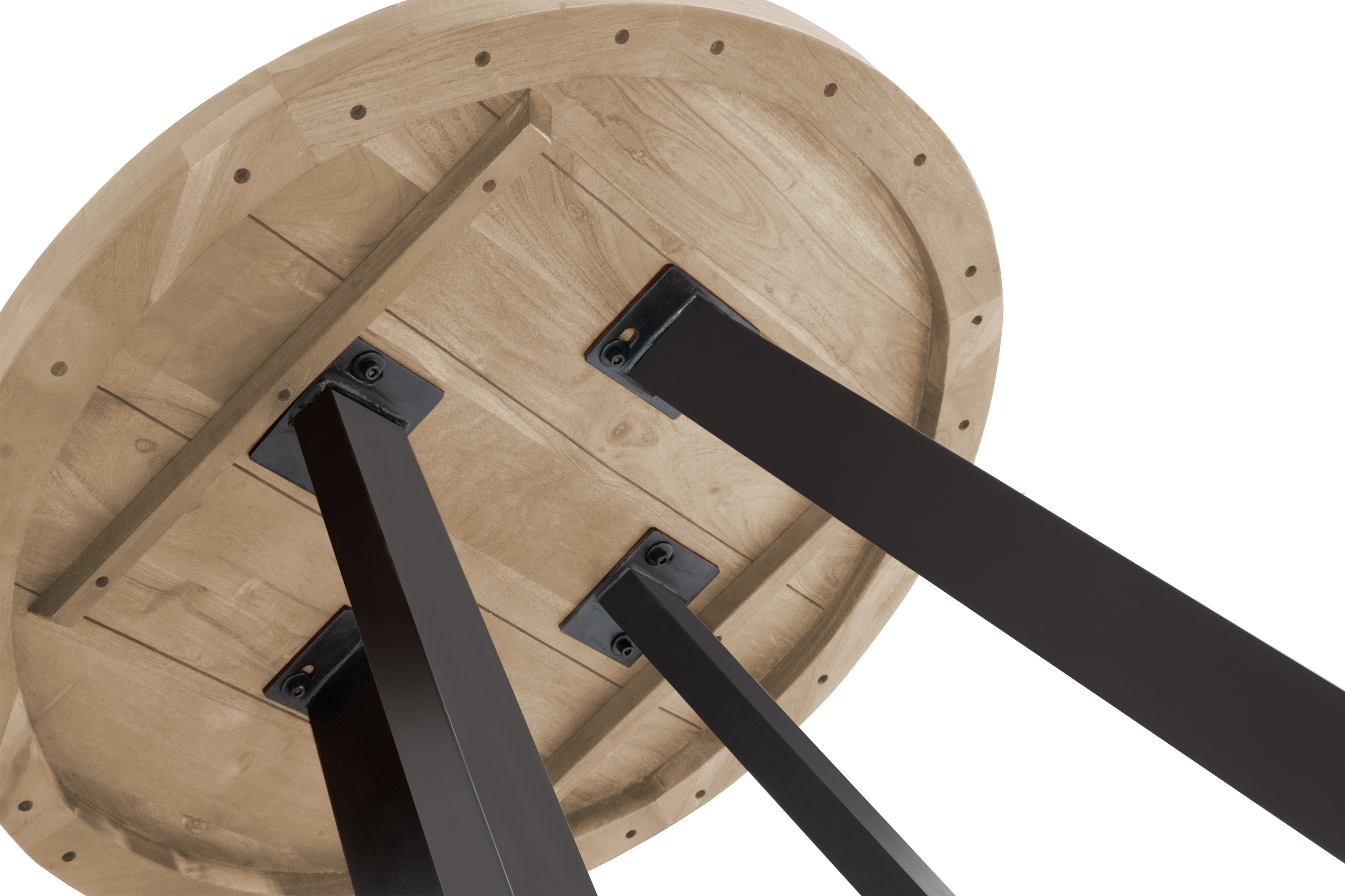 Esszimmertisch rund 90 cm Akazienholz naturfarben schwarz SOPHIA
