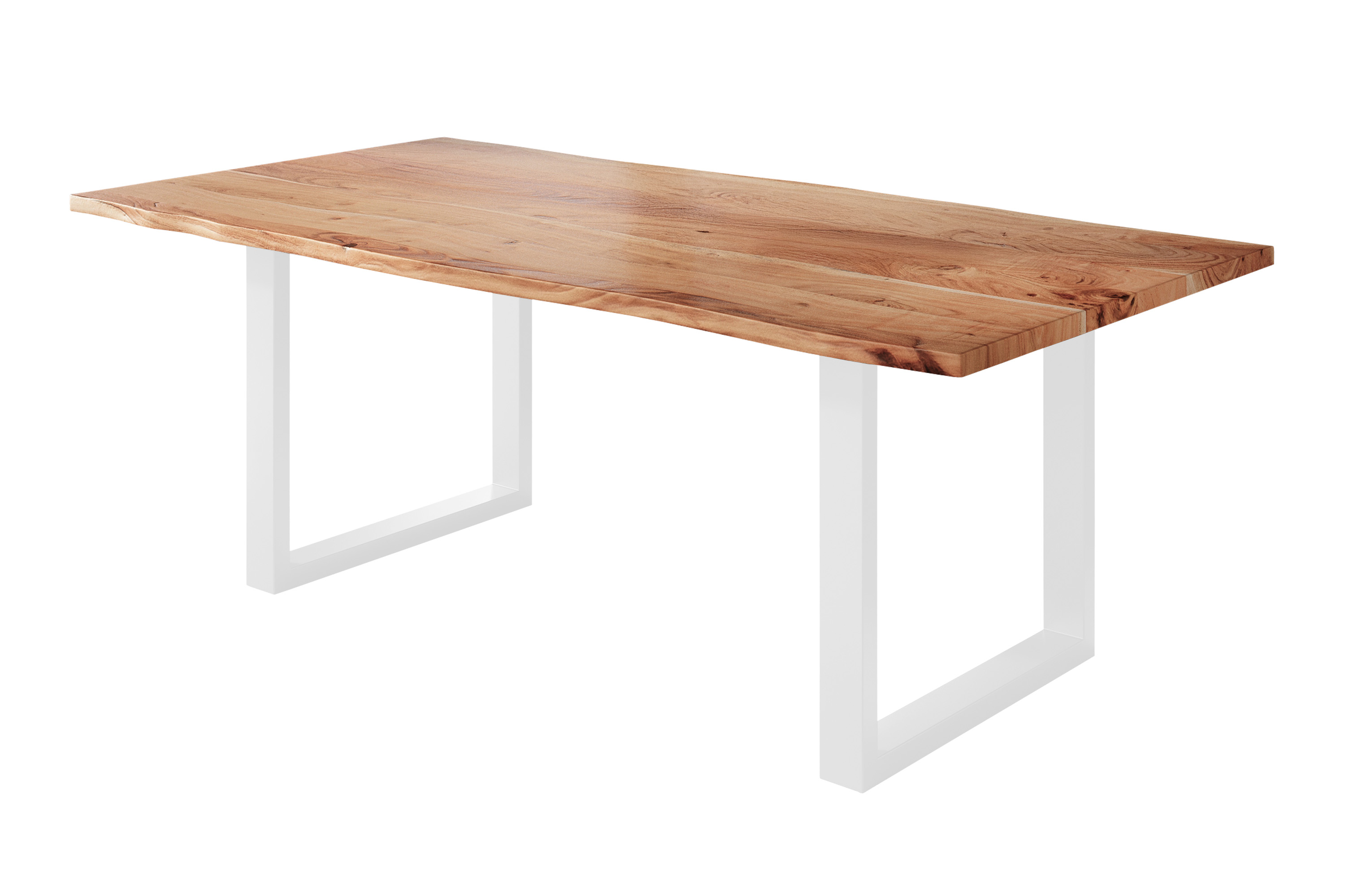 Esstisch Baumkante massiv Akazie natur 180 x 90 weiß NICK