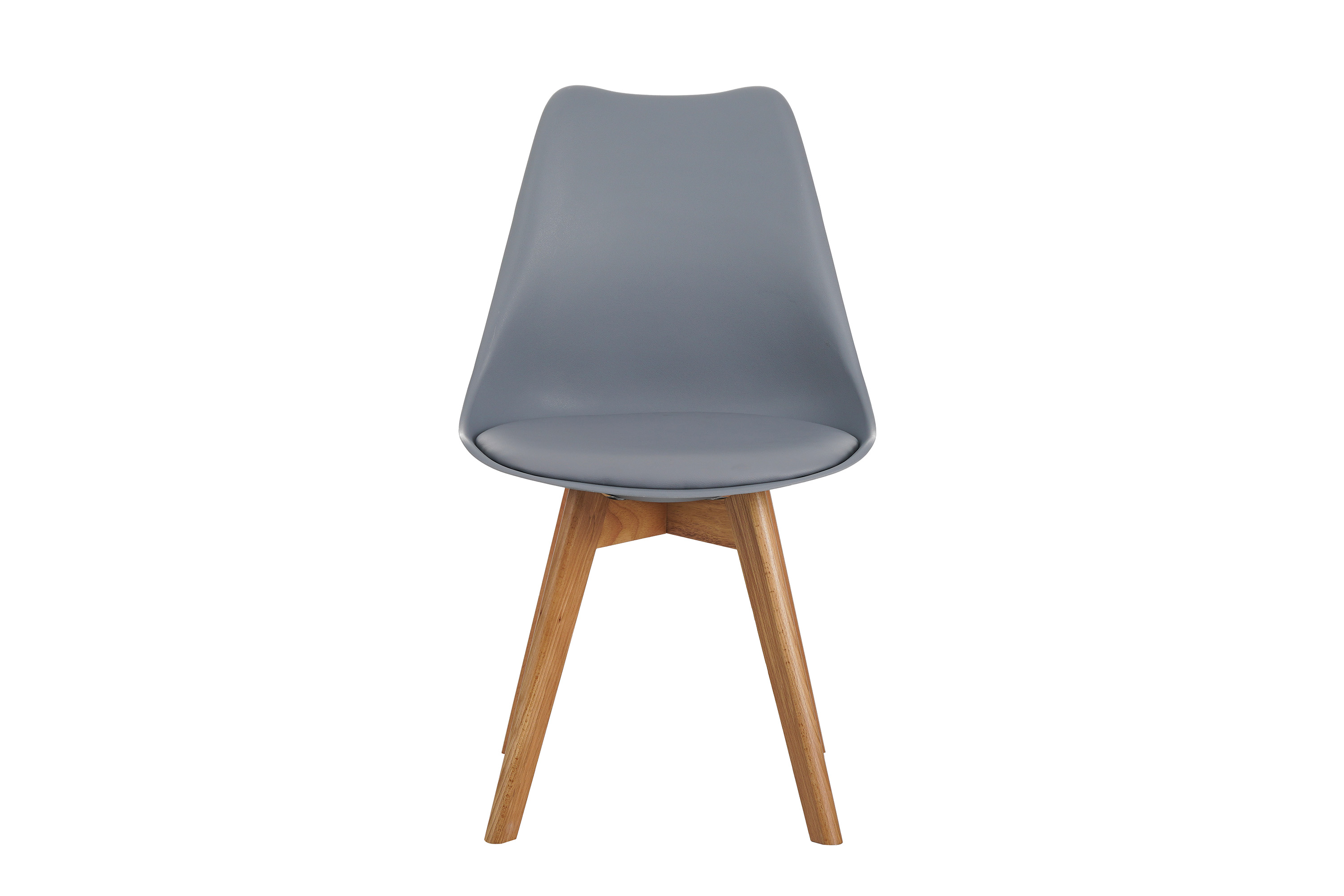 Esszimmer Schalenstuhl & Polster Kunstleder grau Stuhlbein Massivholz eichefarben LOVELACE