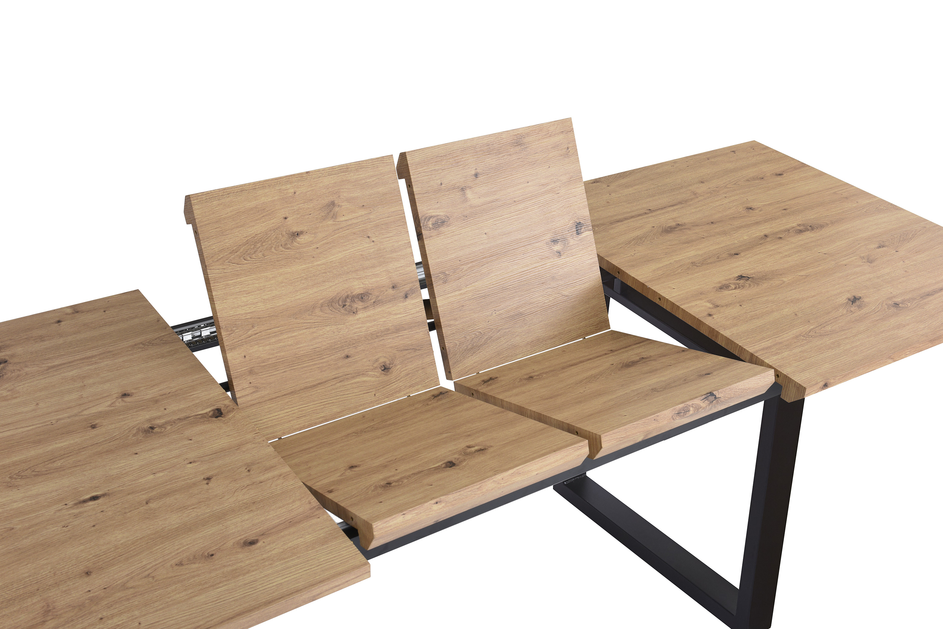 Esstisch Schweizer Kante eichenfarben 160(240) x 90 U-Gestell schwarz Bird