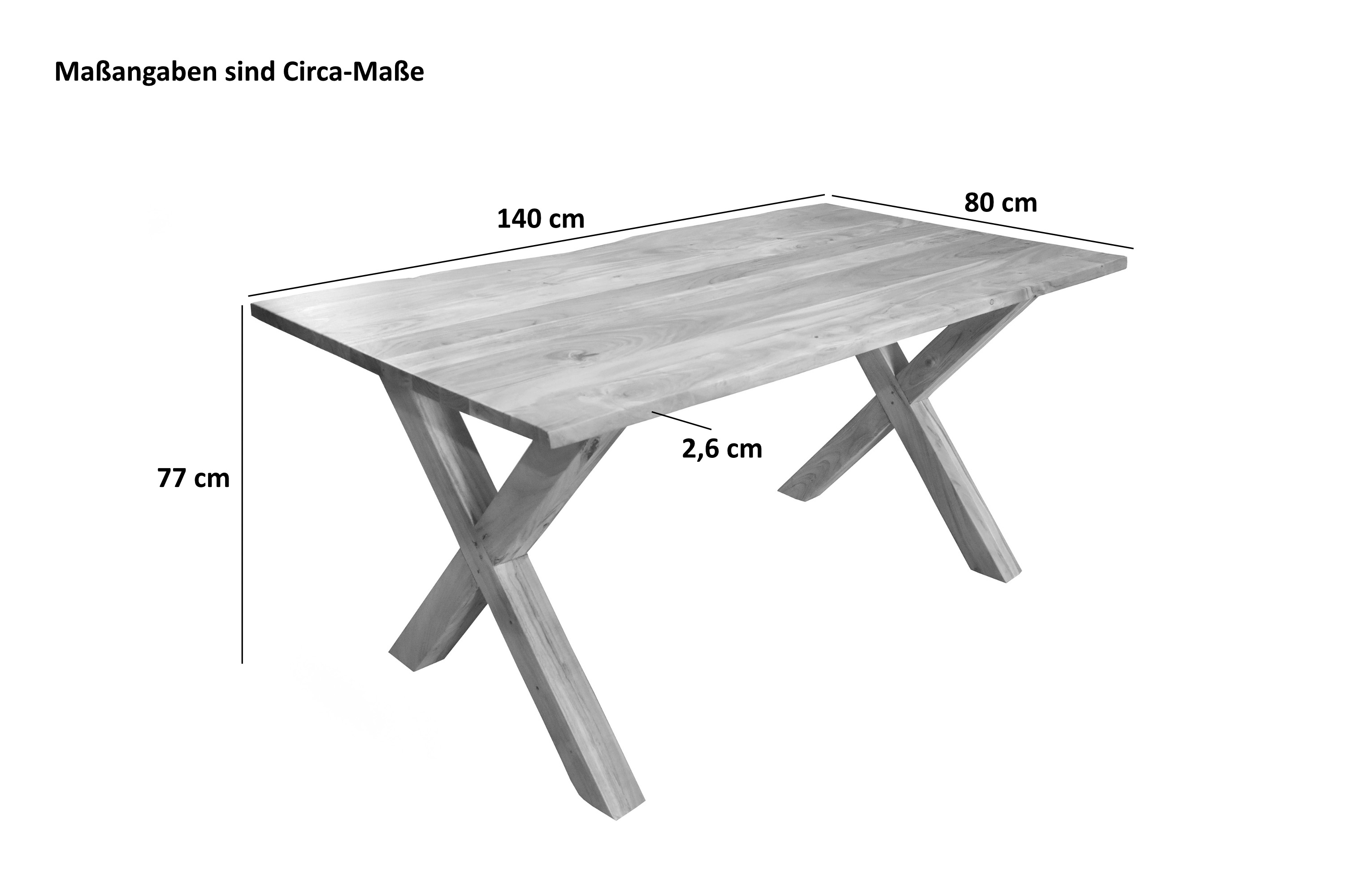 Esstisch Akazie nussbaumfarben 140 x 80 cm X-Holzgestell MURCIA