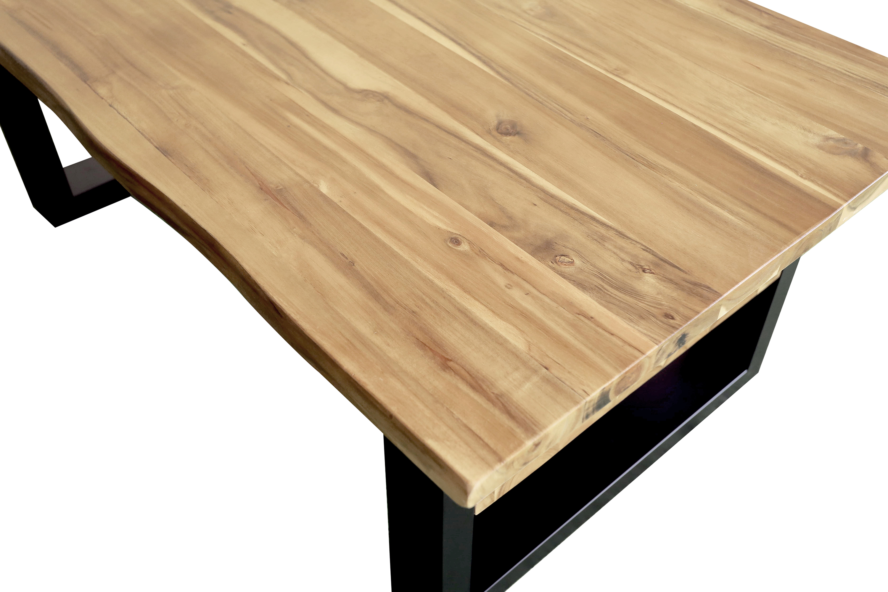 Couchtisch Baumkante 115 x 65 cm Akazie massiv + naturfarben lackiert schwarz PATRICK