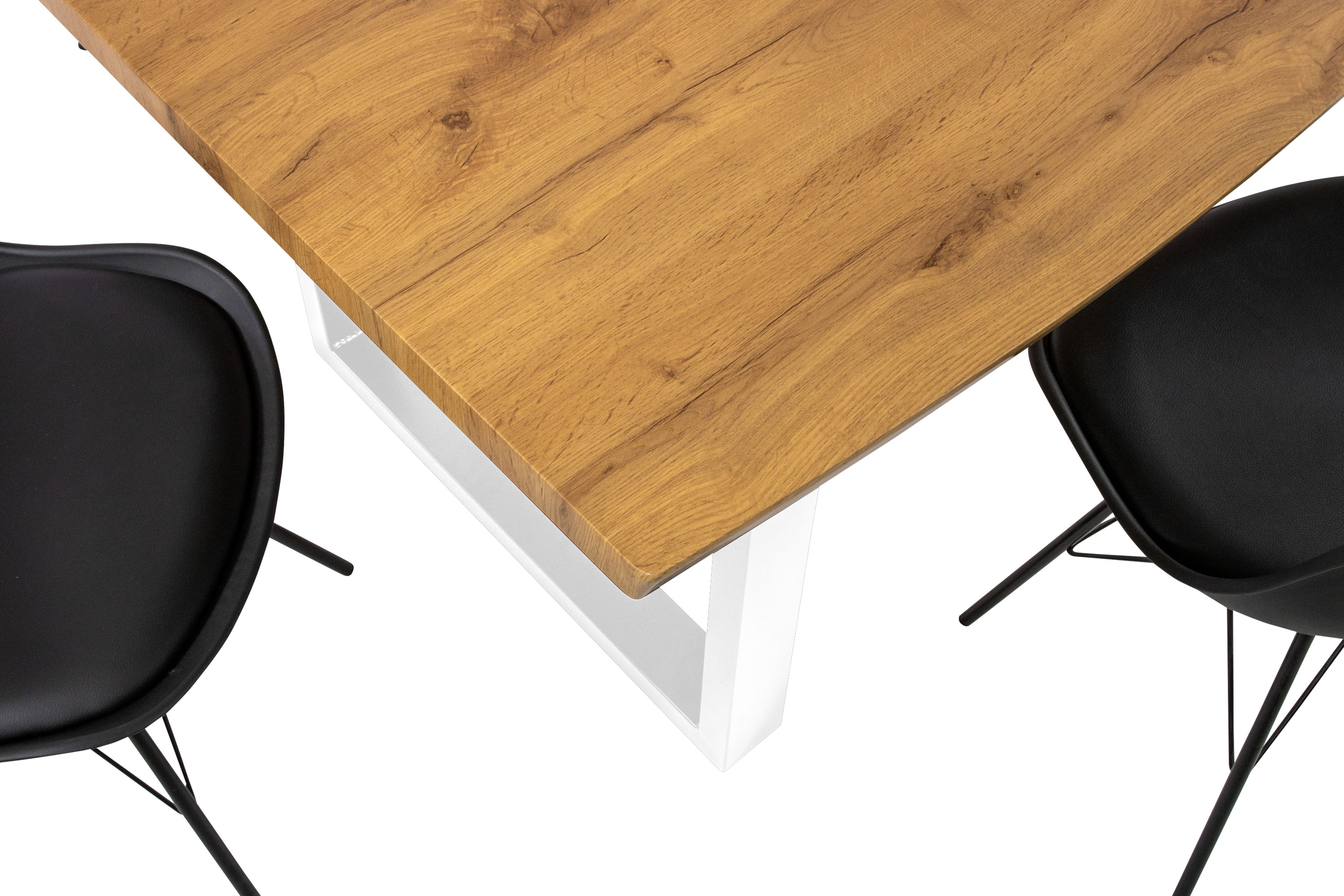 Esstisch Baumkante Holz-Optik Wildeiche 220 x 100 U-Gestell weiß JOSY Esstisch Baumkante Holz-Optik Wildeiche 220 x 100 U-Gestell weiß JOSY