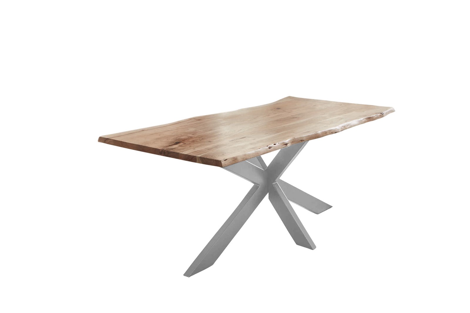 Esstisch Baumkante Akazie naturfarben 140 x 80 cm Spider-Gestell schwarz HARLEY