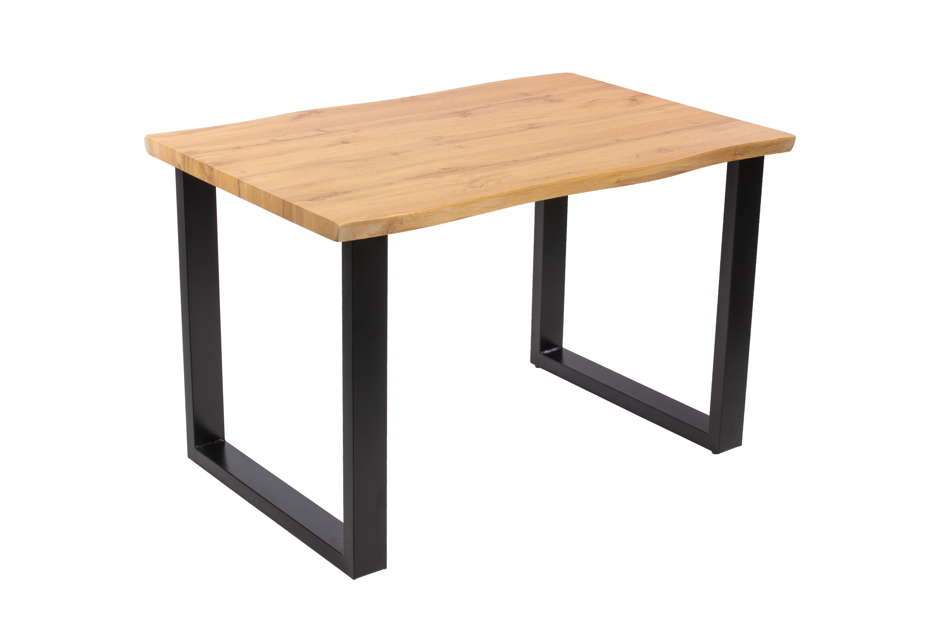 Esstisch Baumkante Holz-Optik Wildeiche 120 x 80 U-Gestell schwarz JOSY