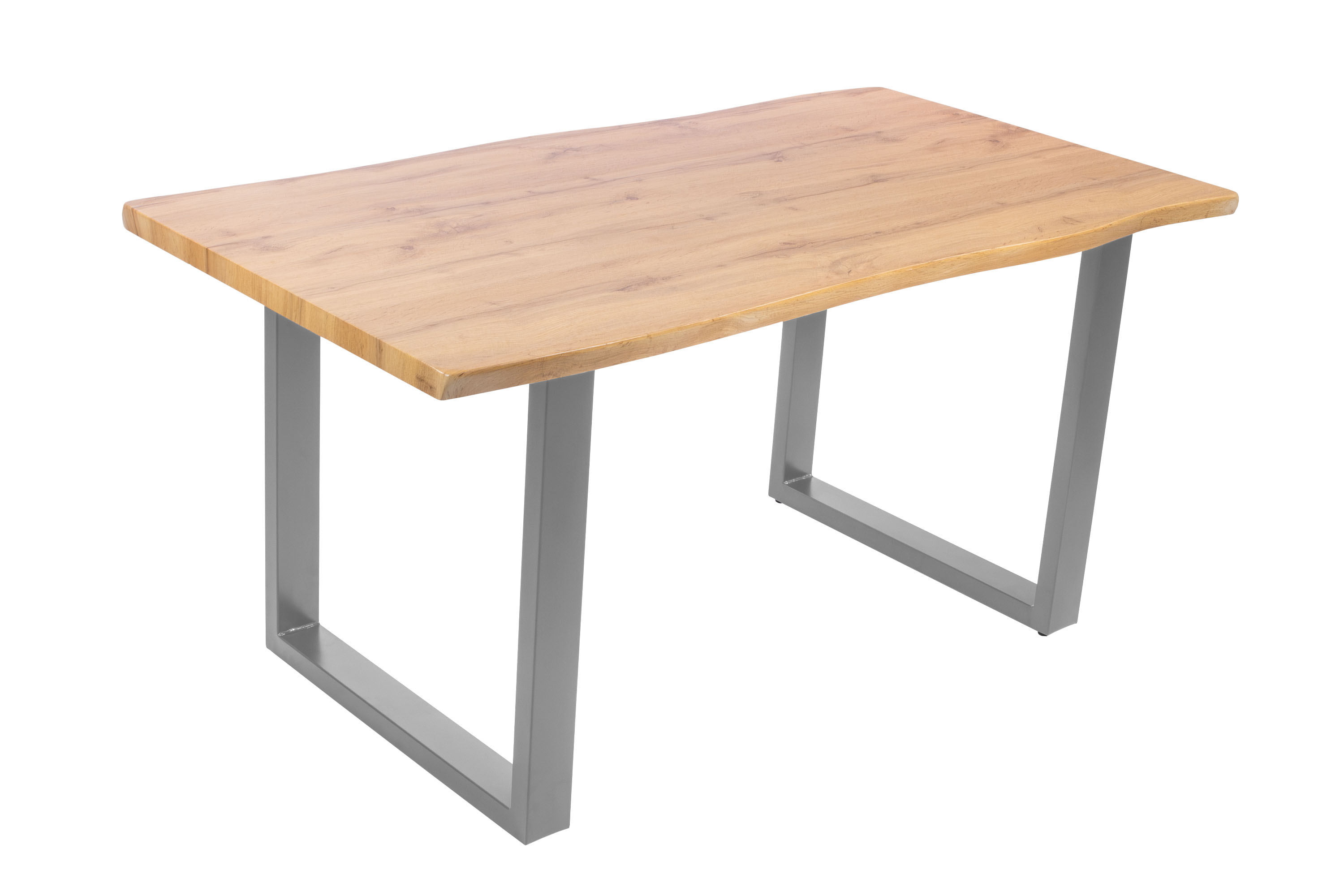 Esstisch Baumkante Holz-Optik Wildeiche 160 x 85 U-Gestell silber JOSY