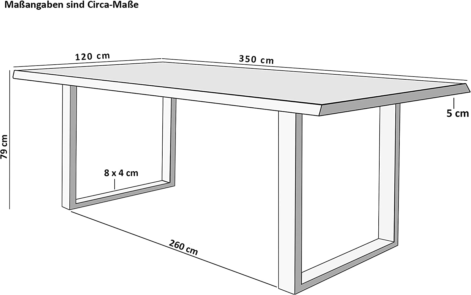  Esstisch Baumkante massiv Akazie natur 350 x 120 silber VALIN