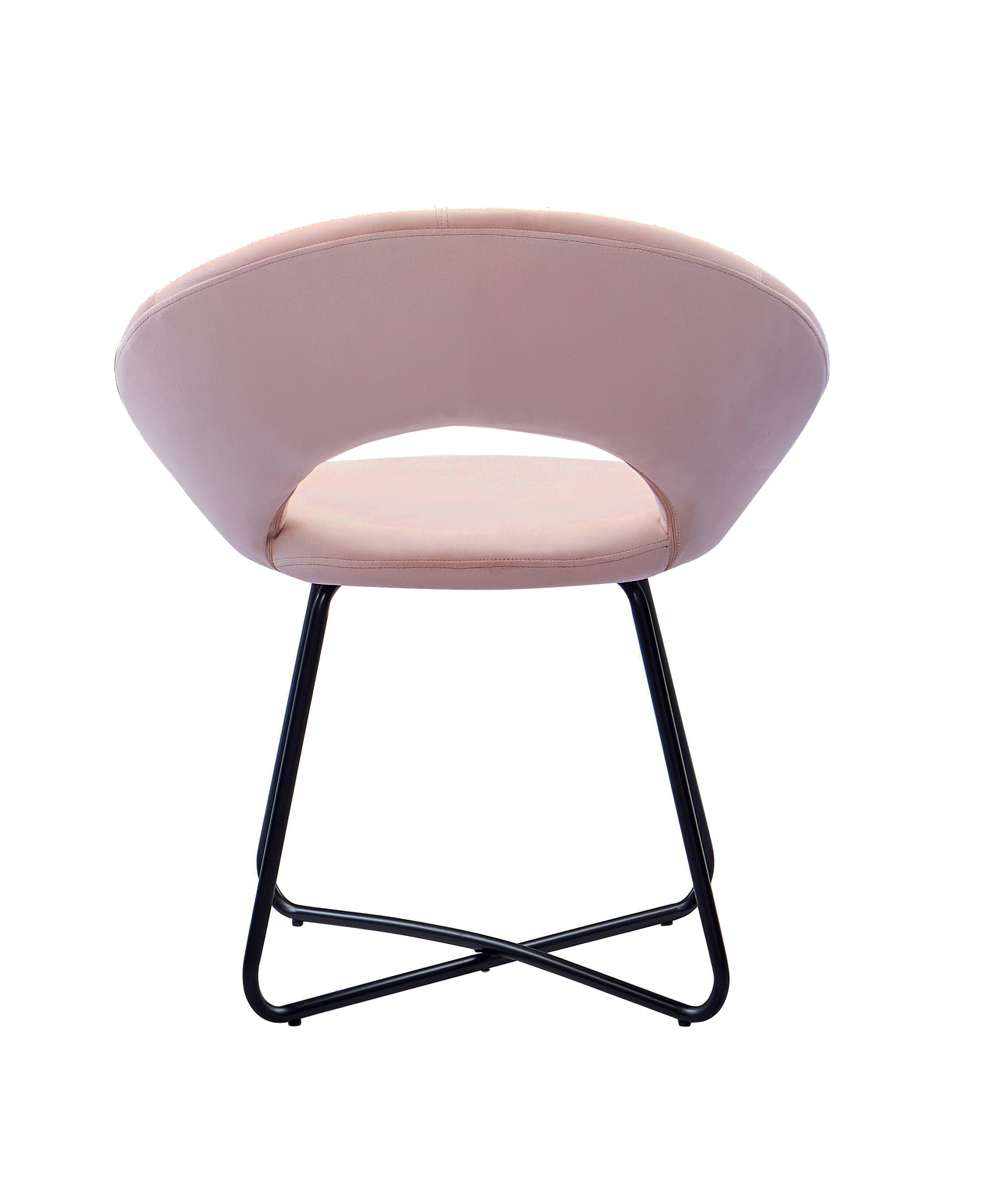  Schalenstuhl Samtbezug rosa Gestell schwarz LENNY